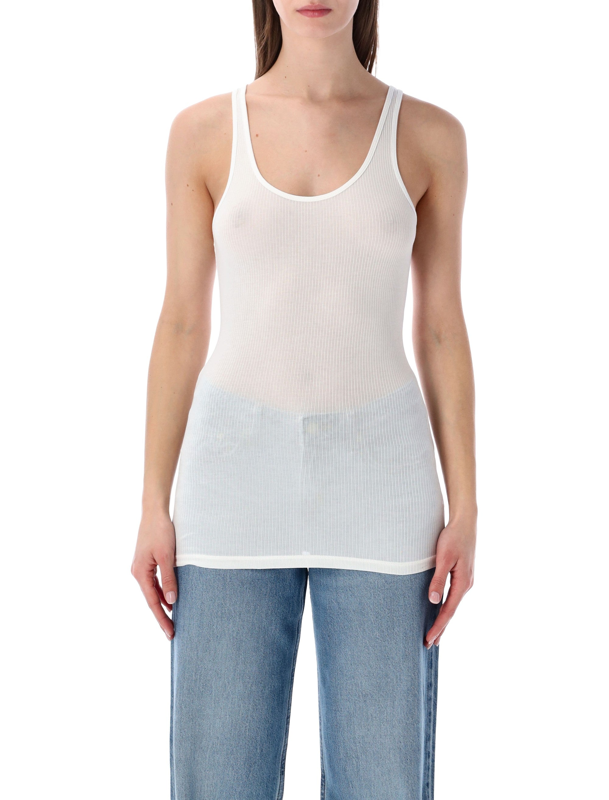 James Perse ribbed cotton-lycra Daily tank White