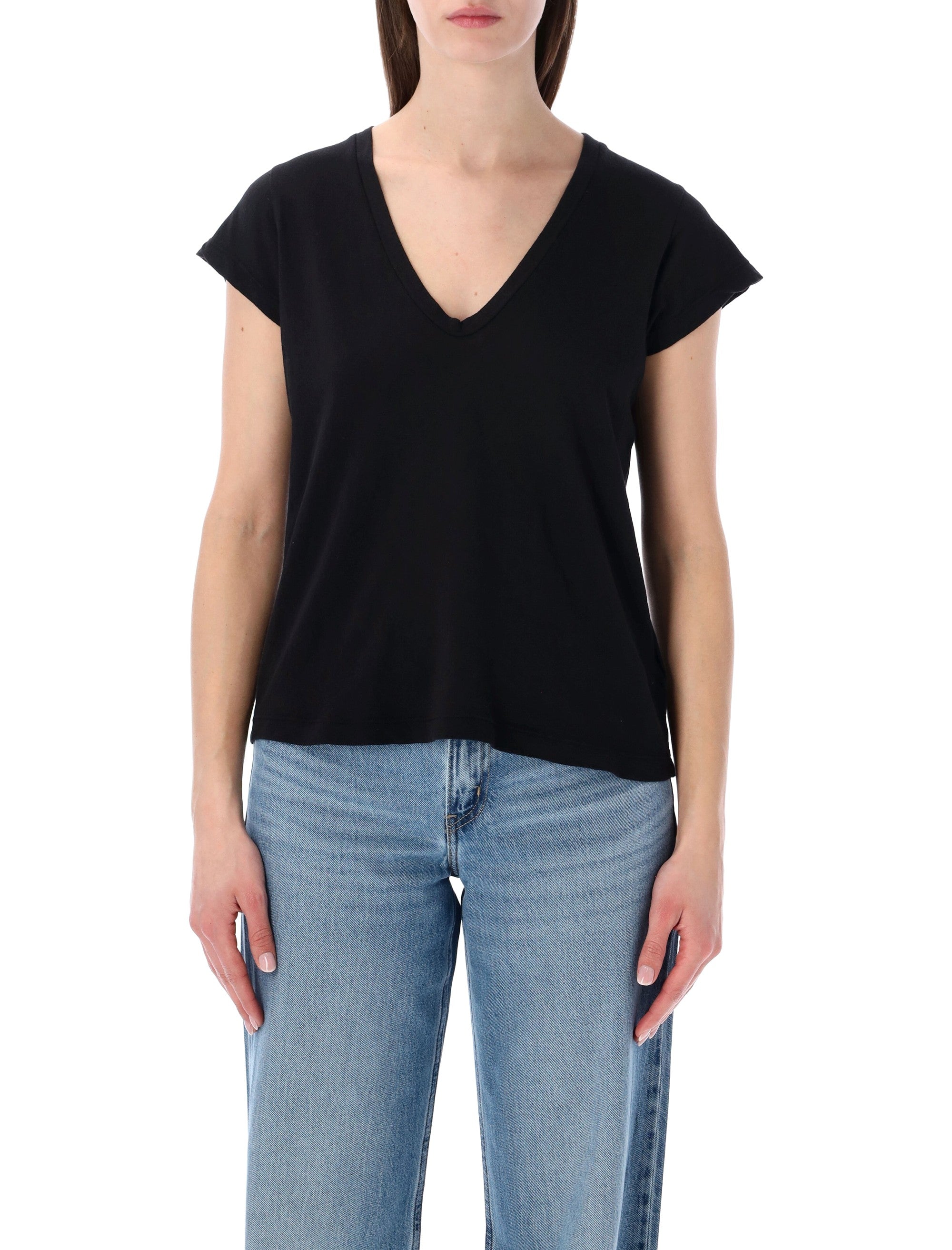 James Perse cotton deep V-neck Tee Black T-shirt
