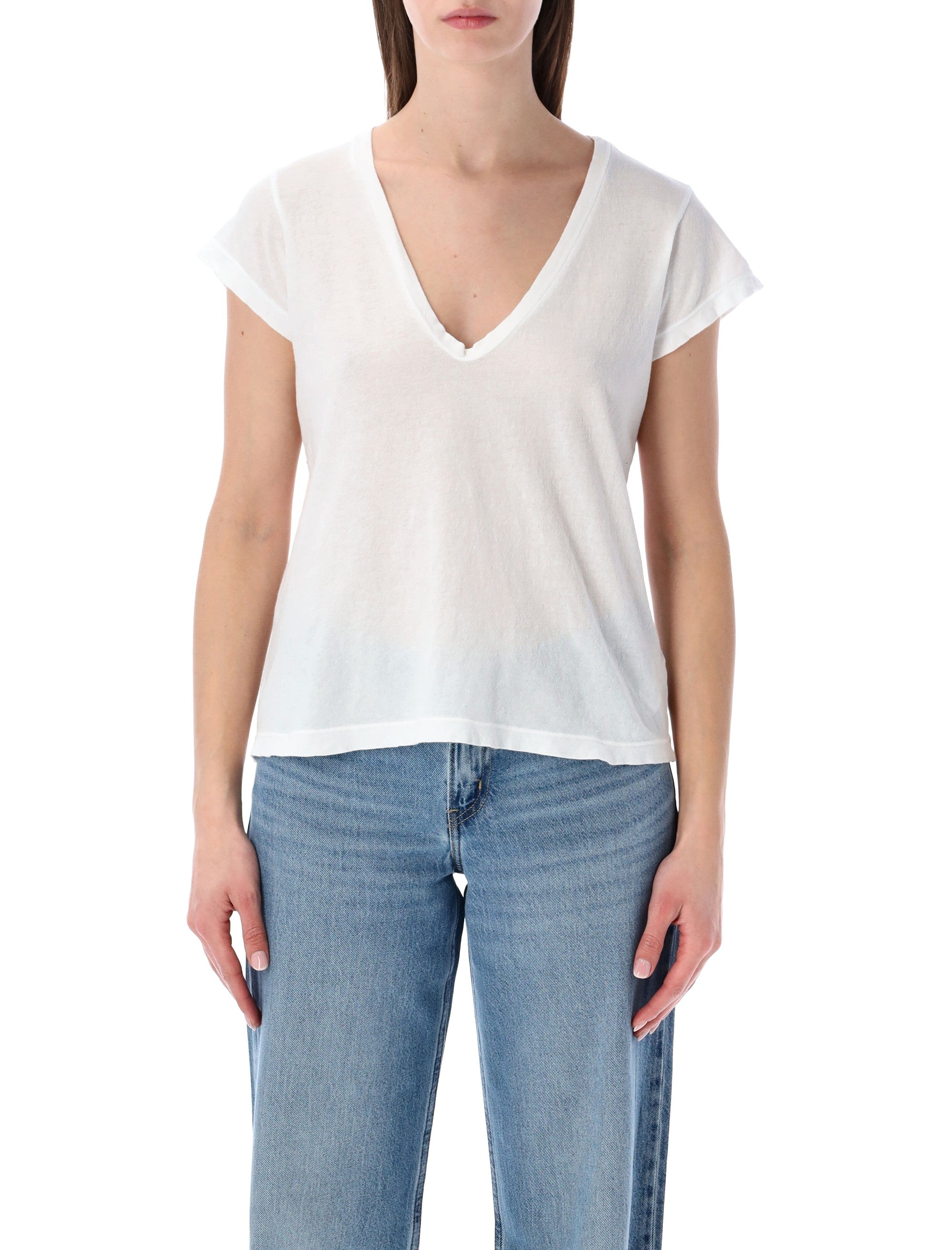 James Perse cotton deep V-neck Tee White T-shirt