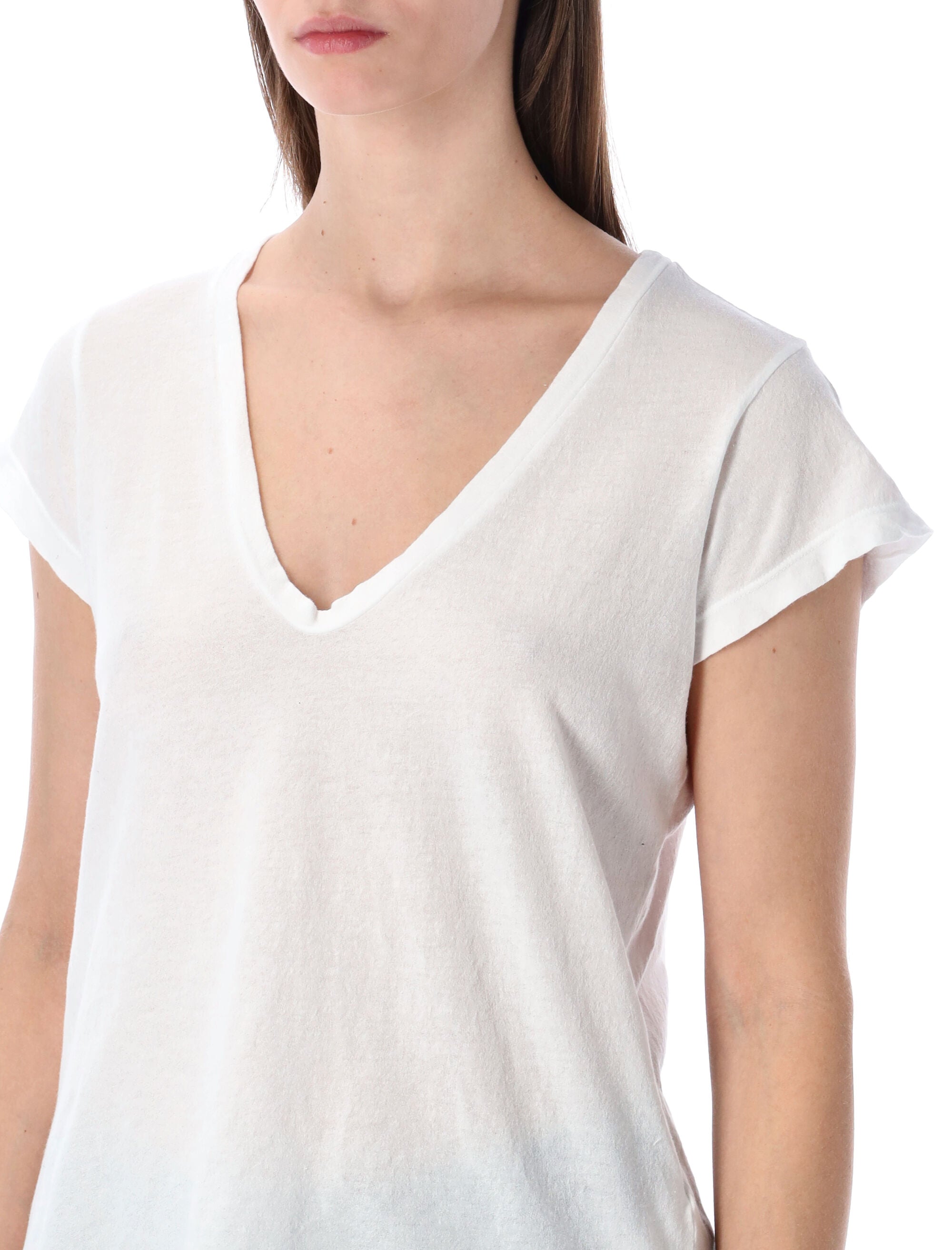 James Perse cotton deep V-neck Tee White T-shirt