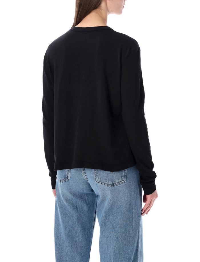 James Perse oversized crepe jersey long sleeve Tee Black Cotton T-shirt