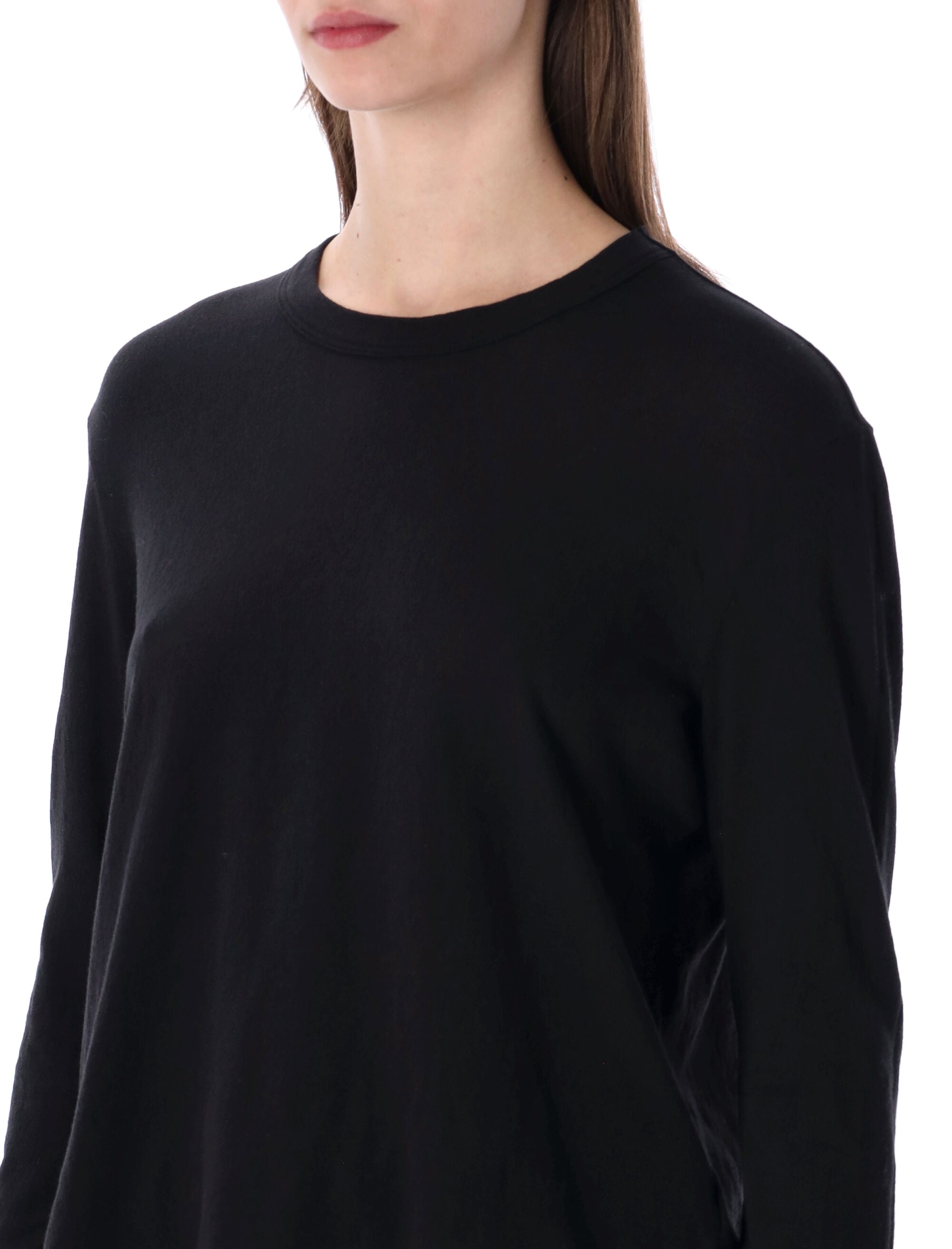 James Perse oversized crepe jersey long sleeve Tee Black Cotton T-shirt