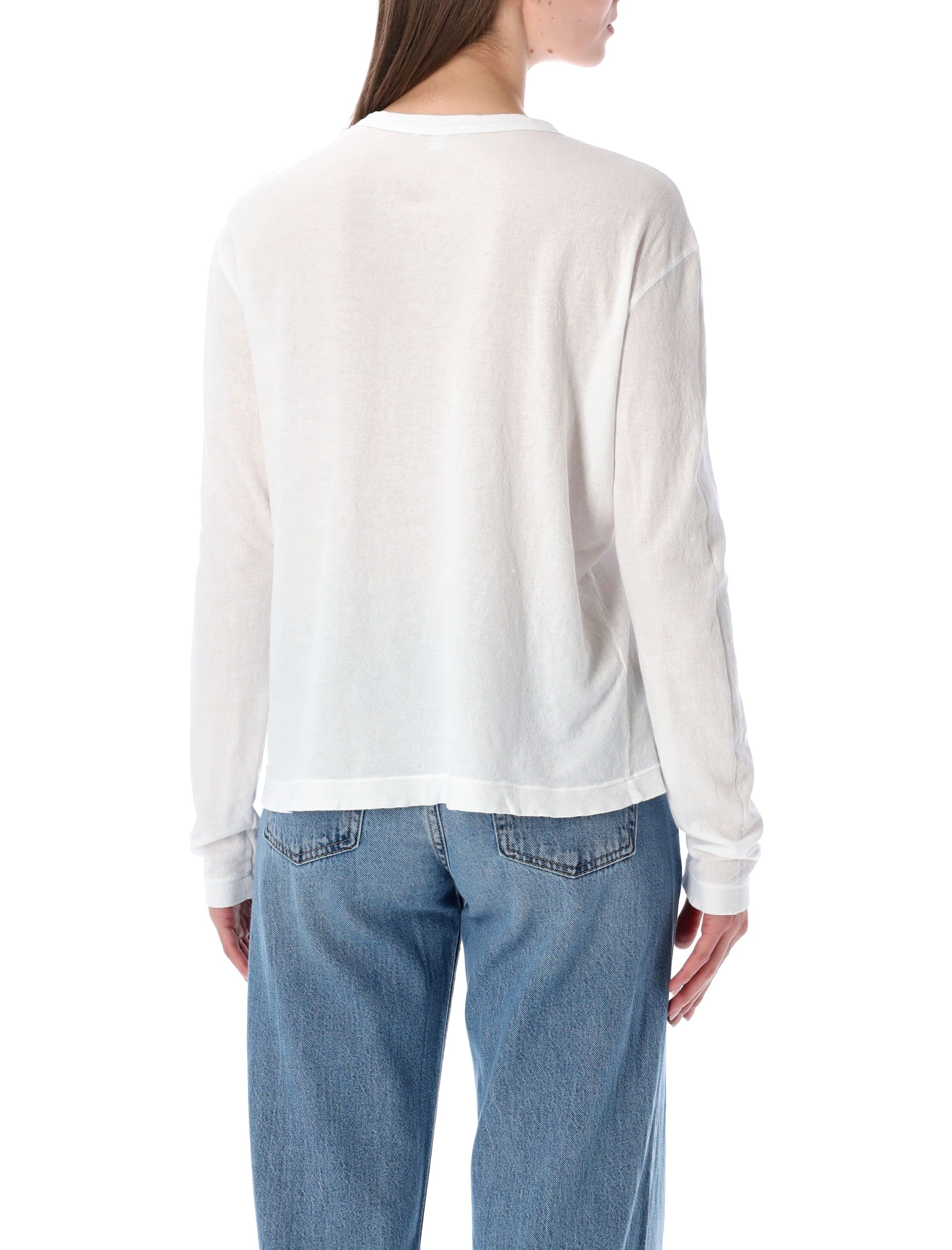 James Perse oversized crepe jersey long sleeve Tee White Cotton T-shirt