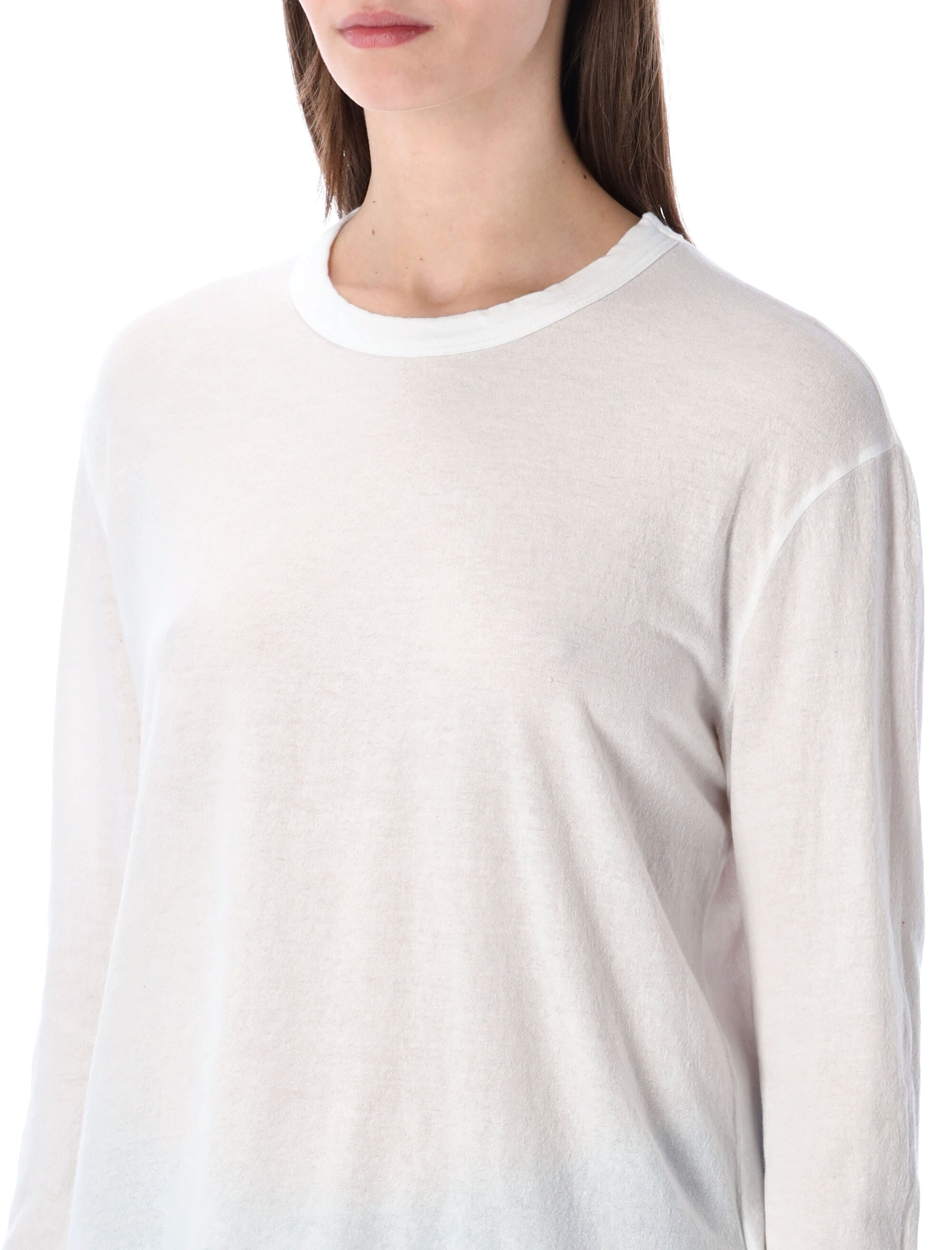 James Perse oversized crepe jersey long sleeve Tee White Cotton T-shirt