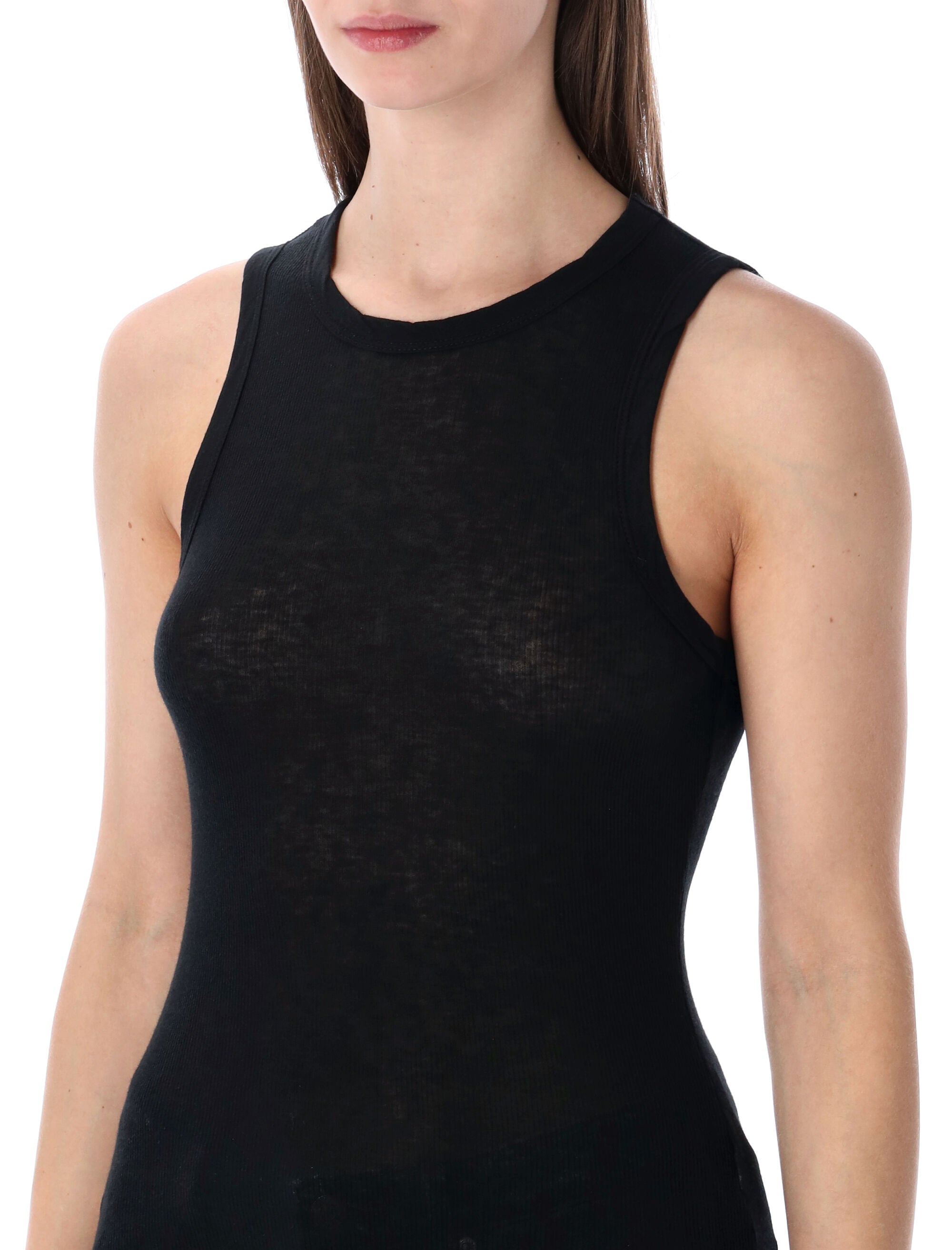 James Perse cotton and cashmere rib shell top Black Tank