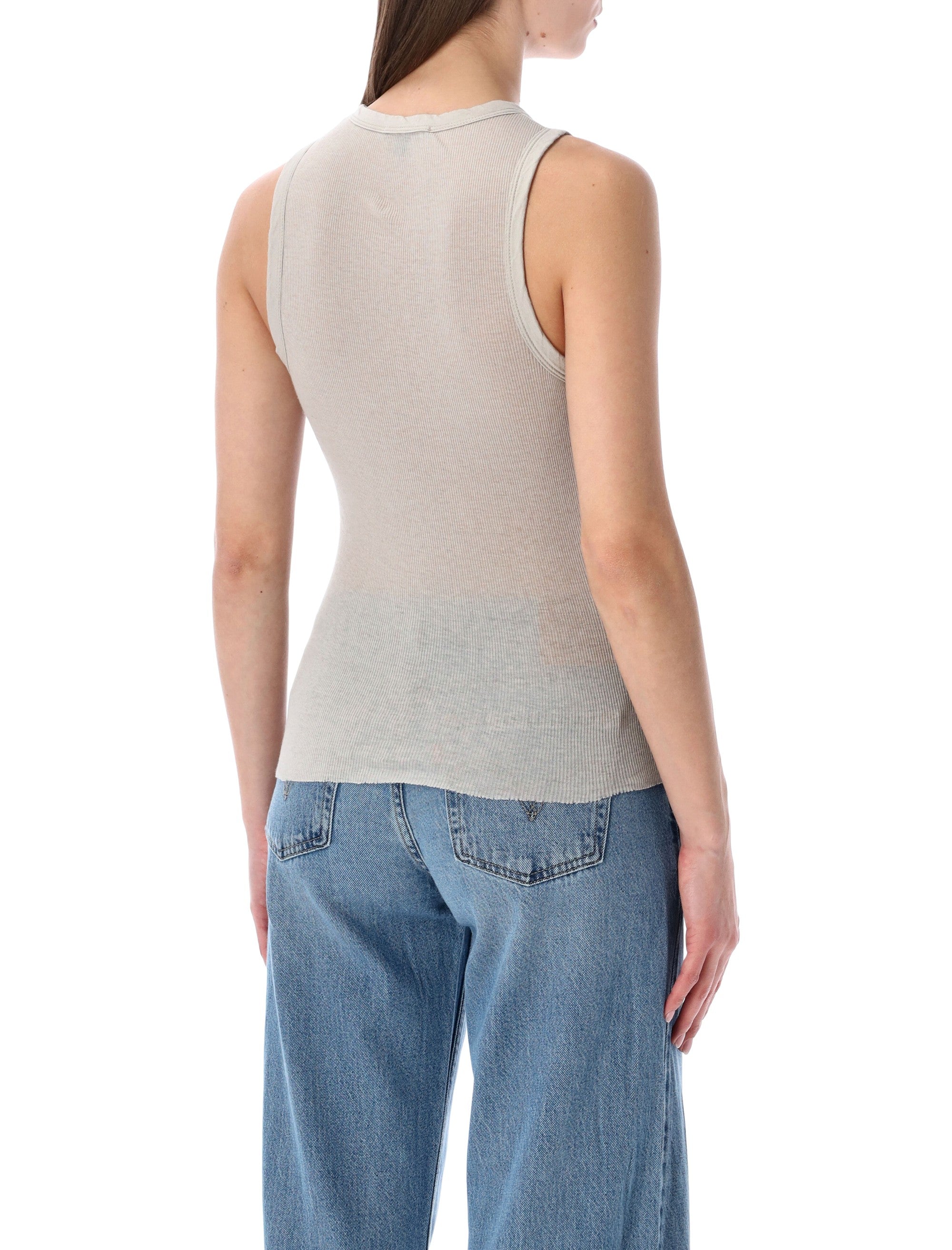 James Perse cotton and cashmere rib shell top Salt Beige Tank