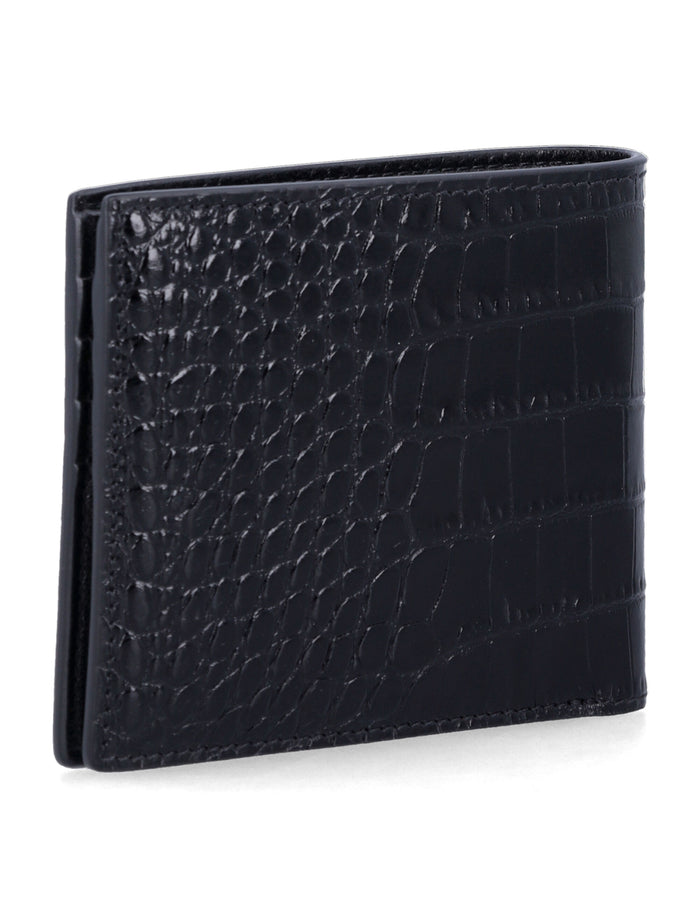 Tom Ford black croc-effect leather bi-fold wallet Upper
