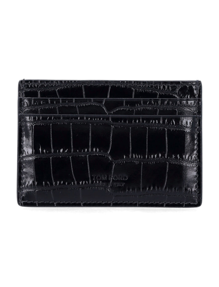 Tom Ford croco embossed leather cardholder Black Upper