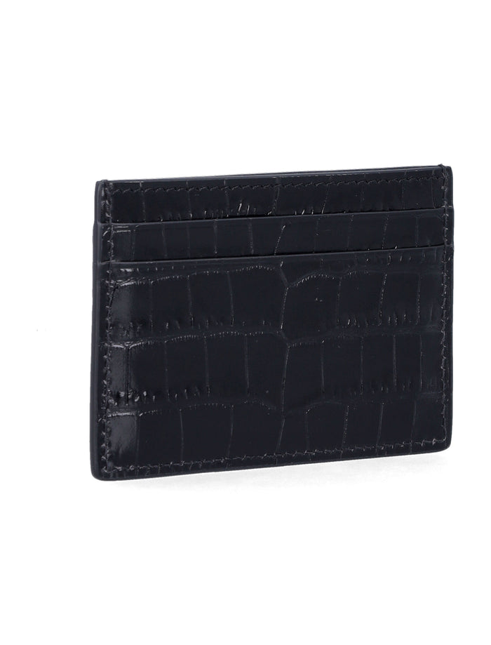 Tom Ford croco embossed leather cardholder Black Upper