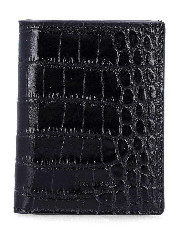 Tom Ford black croc-embossed leather cardholder Upper