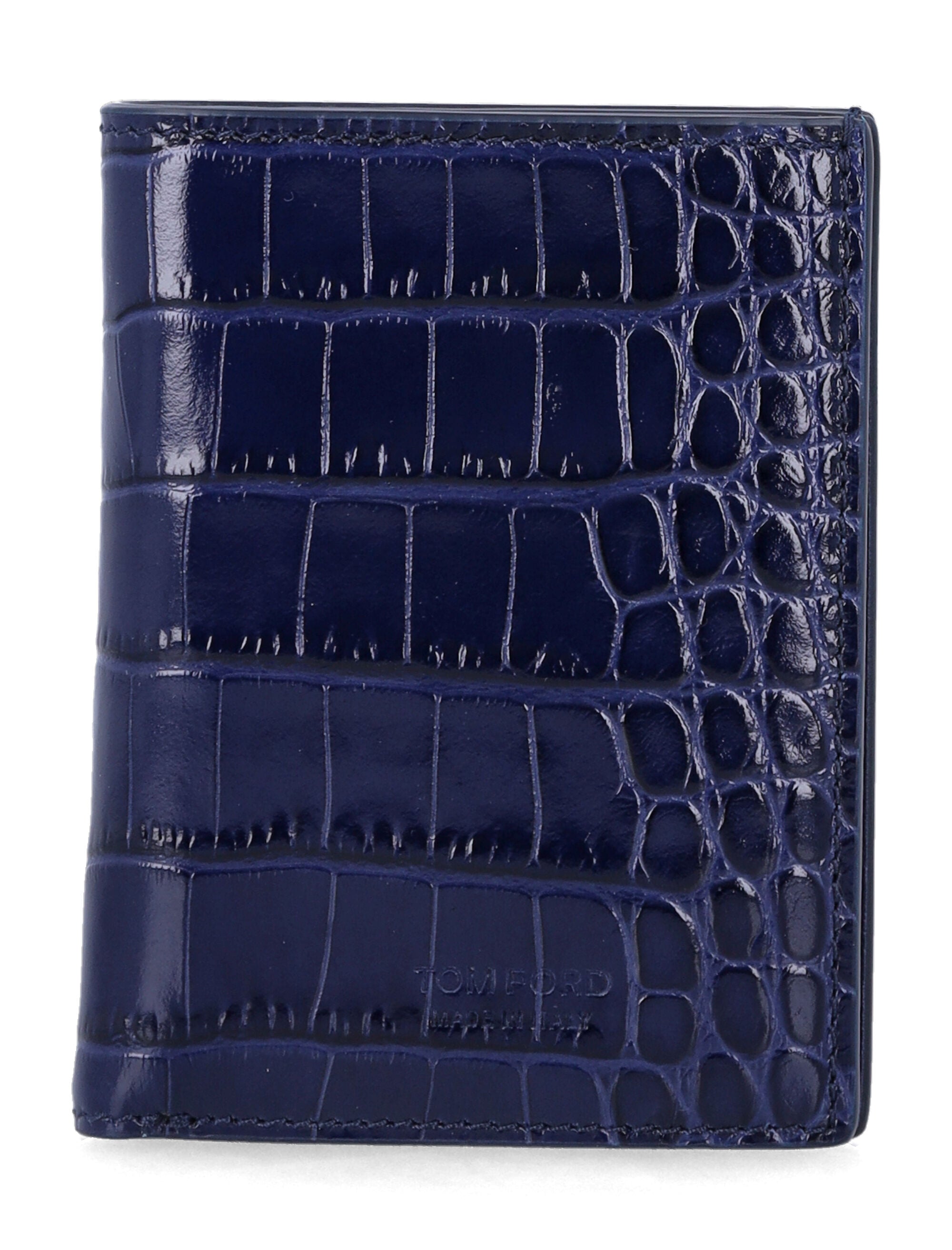 Tom Ford Blue Croc-Embossed Leather Cardholder Maritime Upper