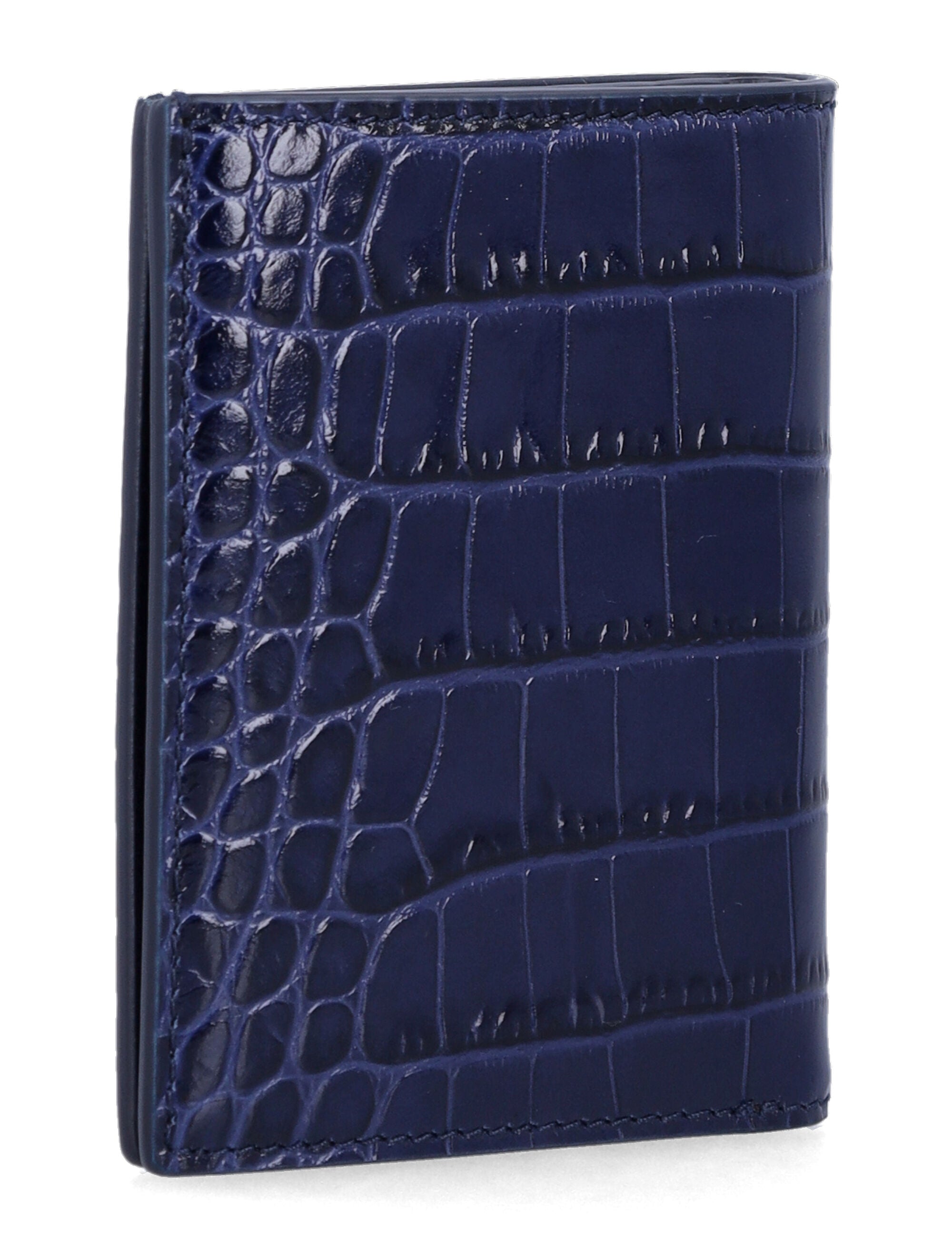 Tom Ford Blue Croc-Embossed Leather Cardholder Maritime Upper