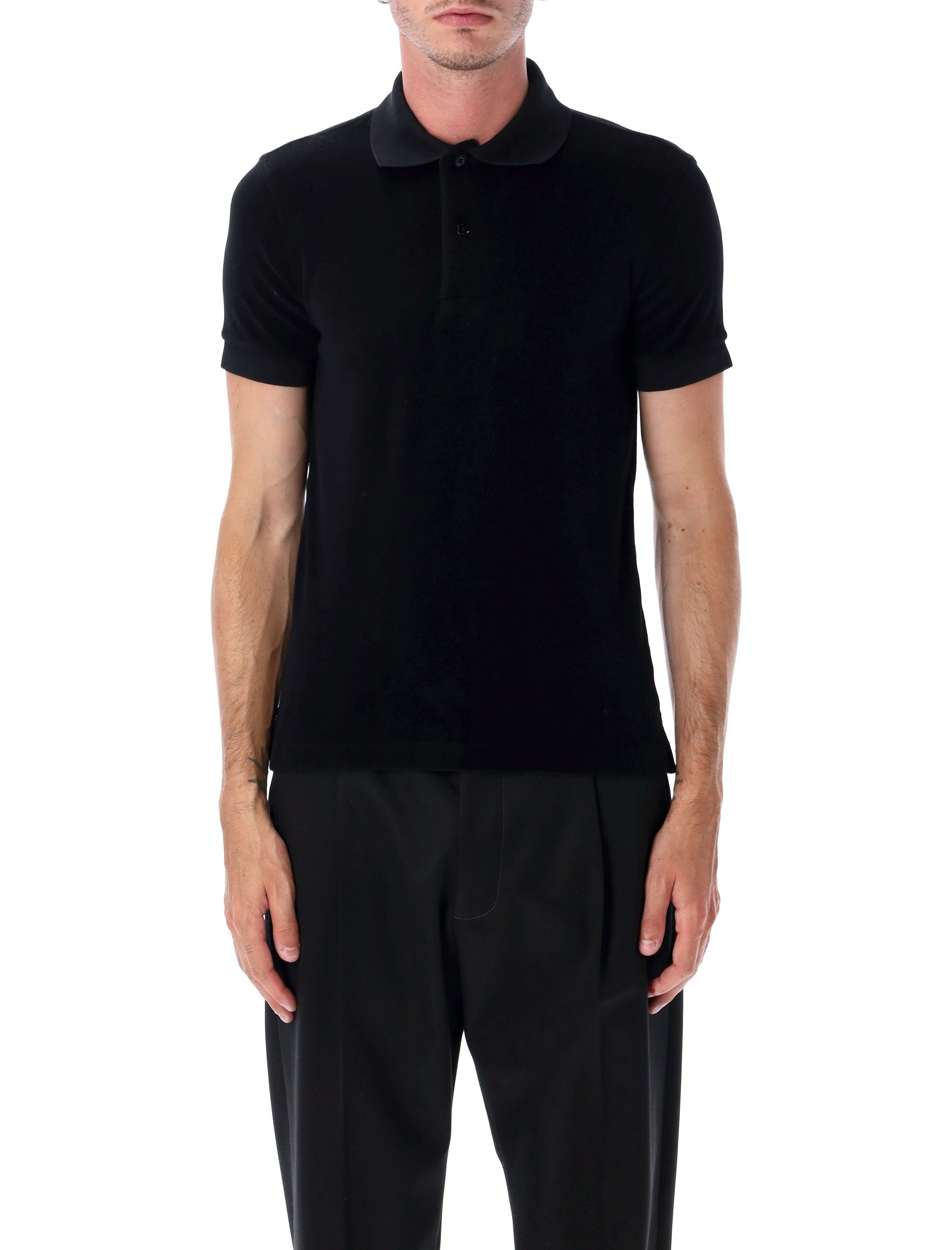 Tom Ford cotton-blend towelling polo Black Tshirt