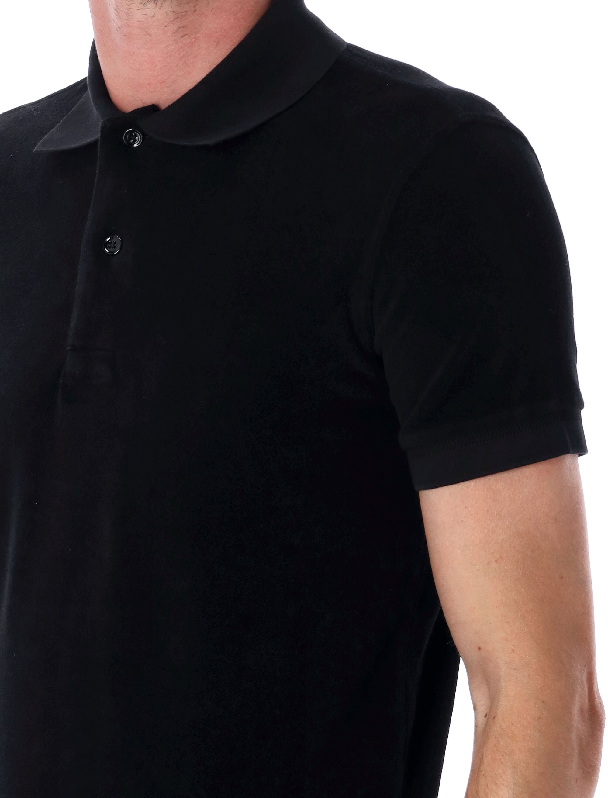 Tom Ford cotton-blend towelling polo Black Tshirt