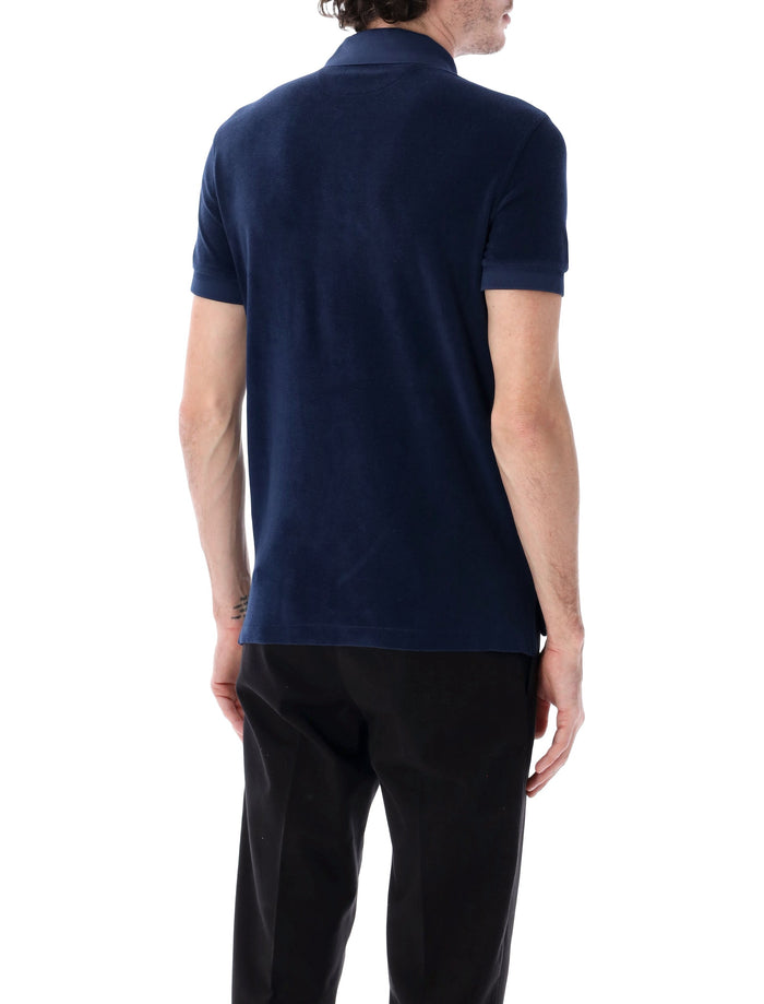 Tom Ford cotton-blend towelling polo Navy Blue Tshirt