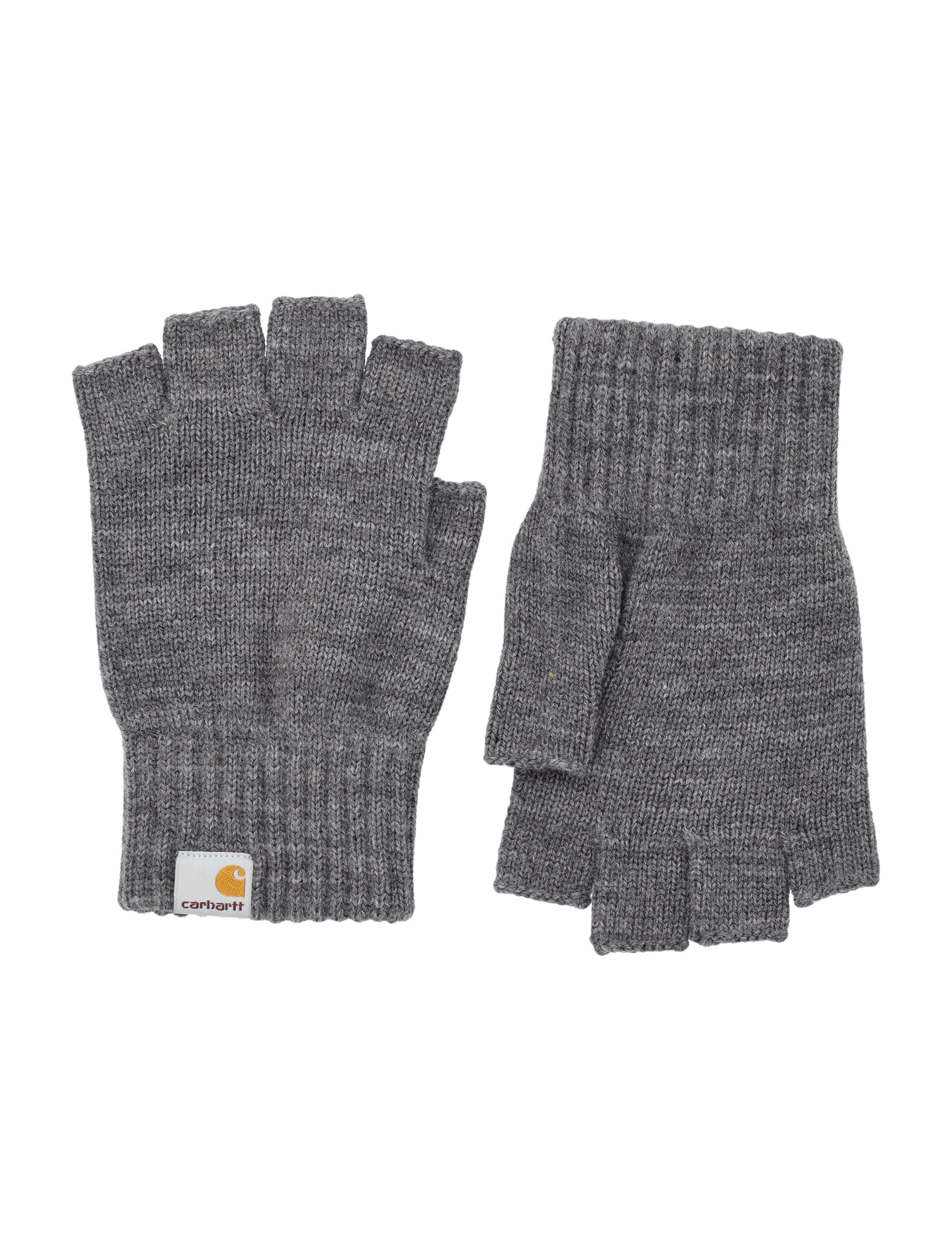 Carhartt WIP Logo fingerless knit mittens Dark Grey Heather Acrylic Glove