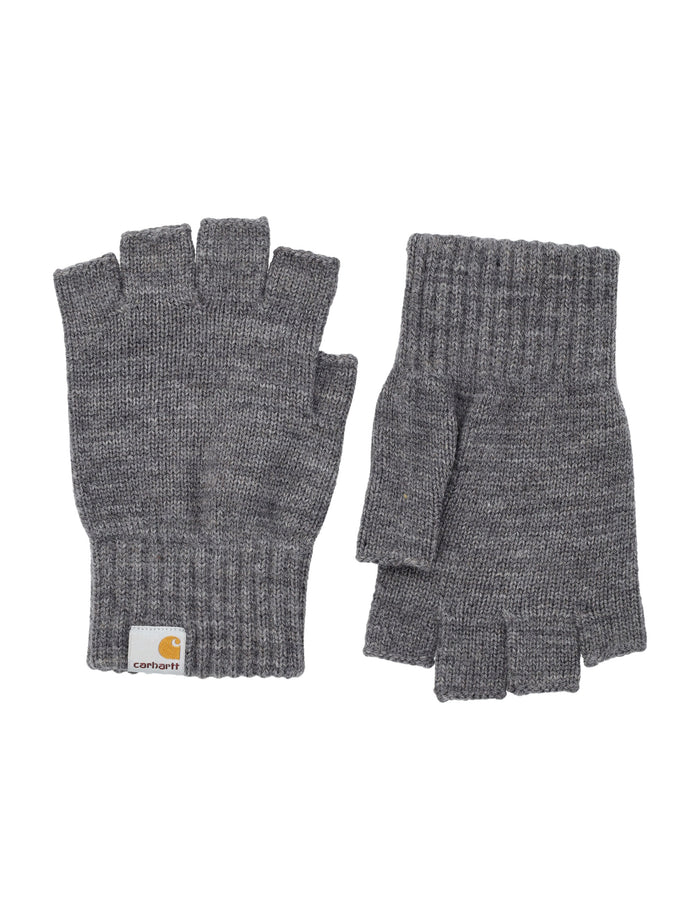 Carhartt WIP Logo fingerless knit mittens Dark Grey Heather Acrylic Glove