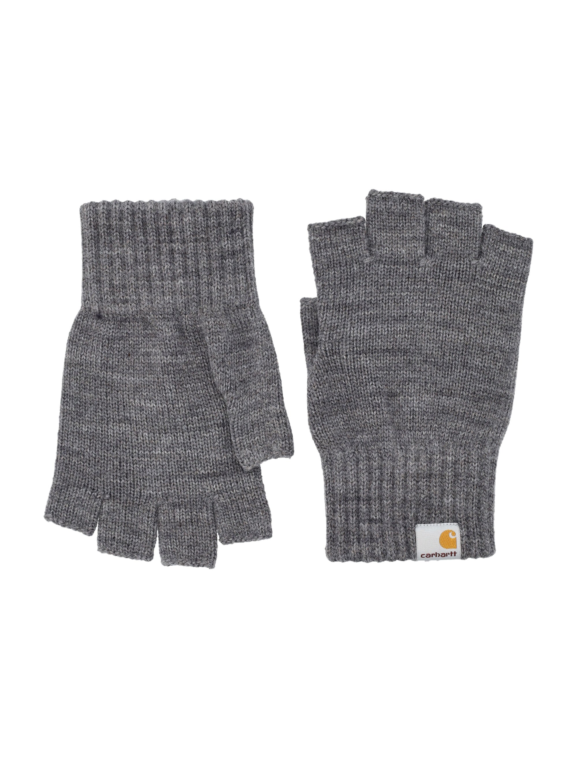 Carhartt WIP Logo fingerless knit mittens Dark Grey Heather Acrylic Glove