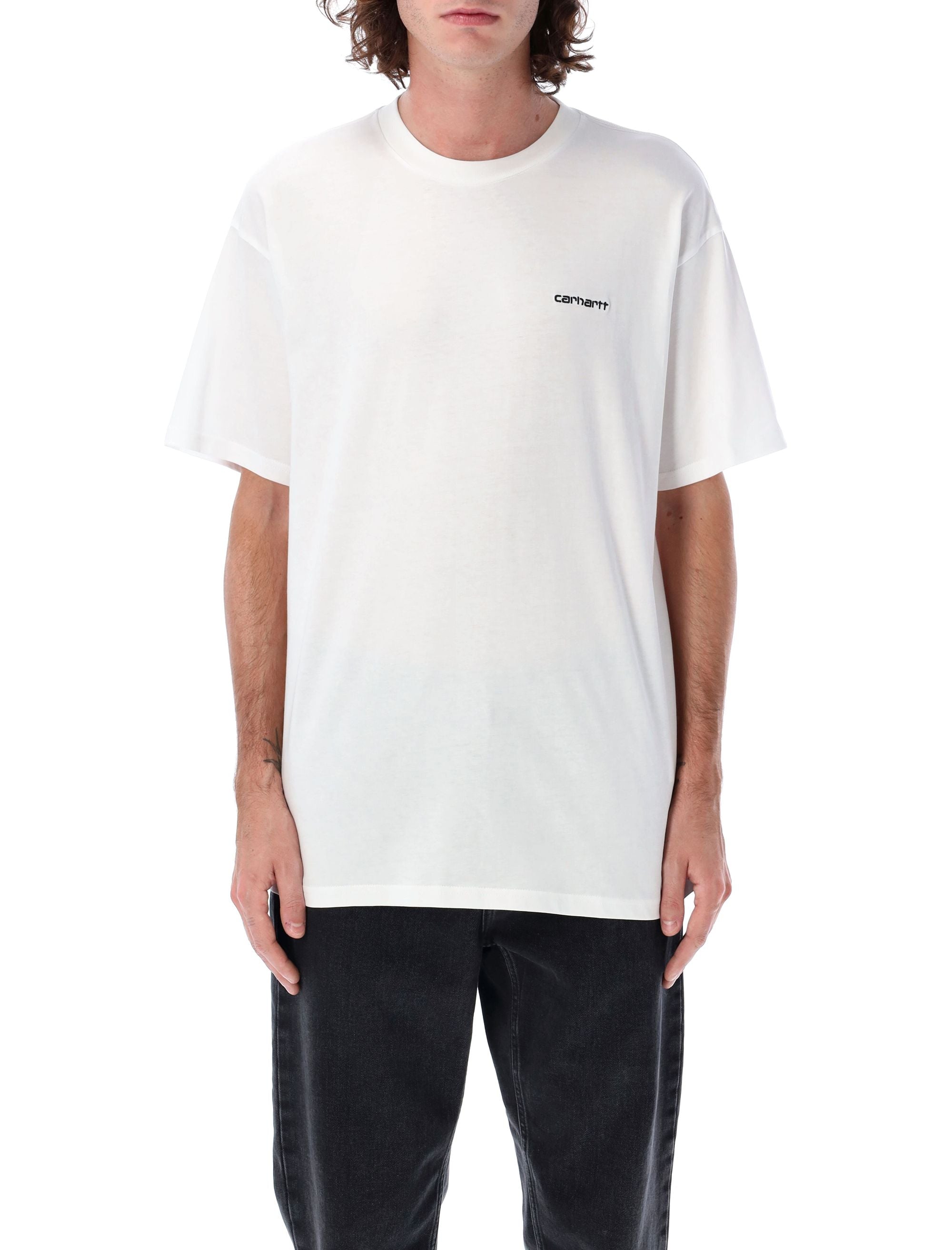 S-S Script embroidery t-shirt White Cotton Tshirt