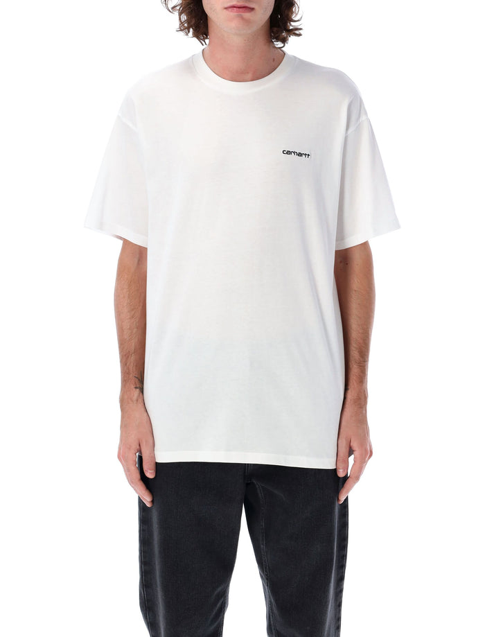 S-S Script embroidery t-shirt White Cotton Tshirt