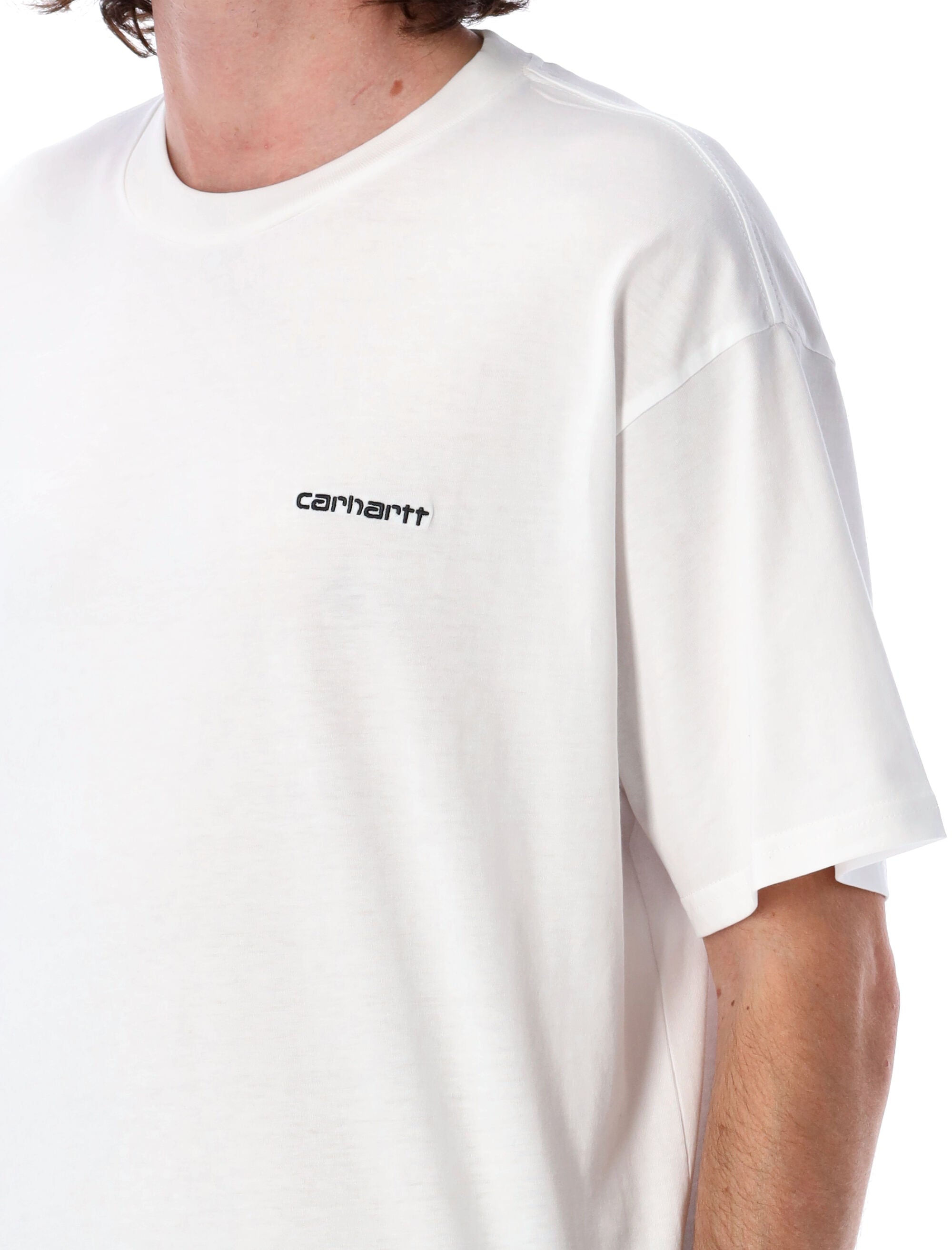 S-S Script embroidery t-shirt White Cotton Tshirt