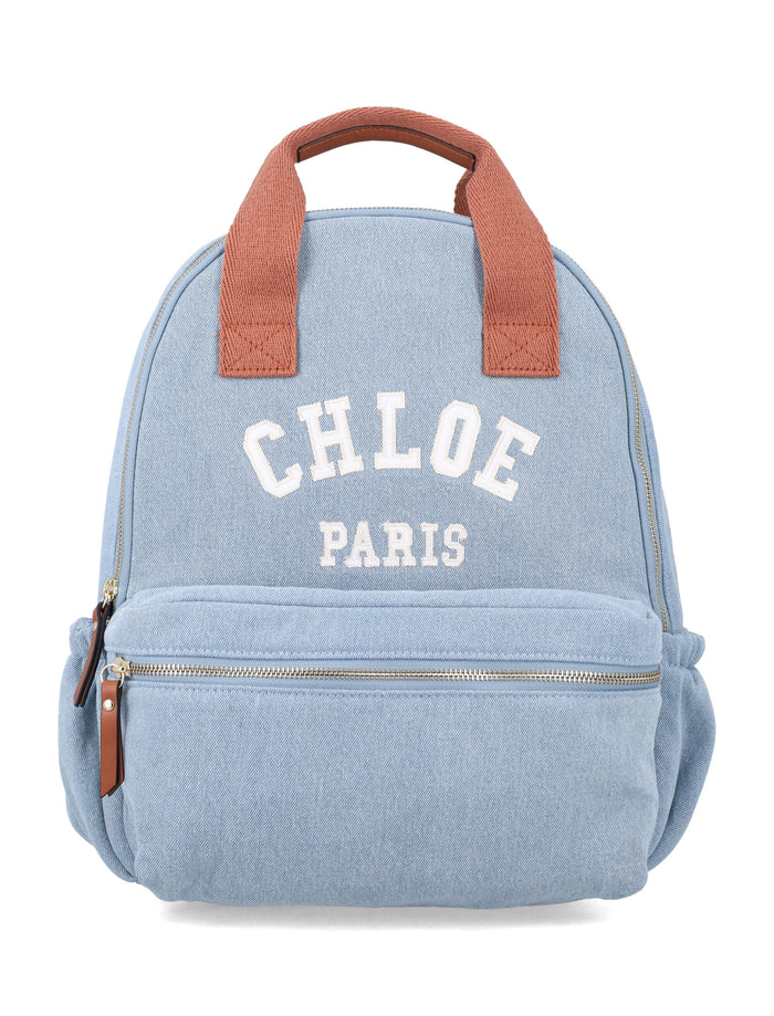 Chloé kids organic denim backpack Blue Cotton Trim