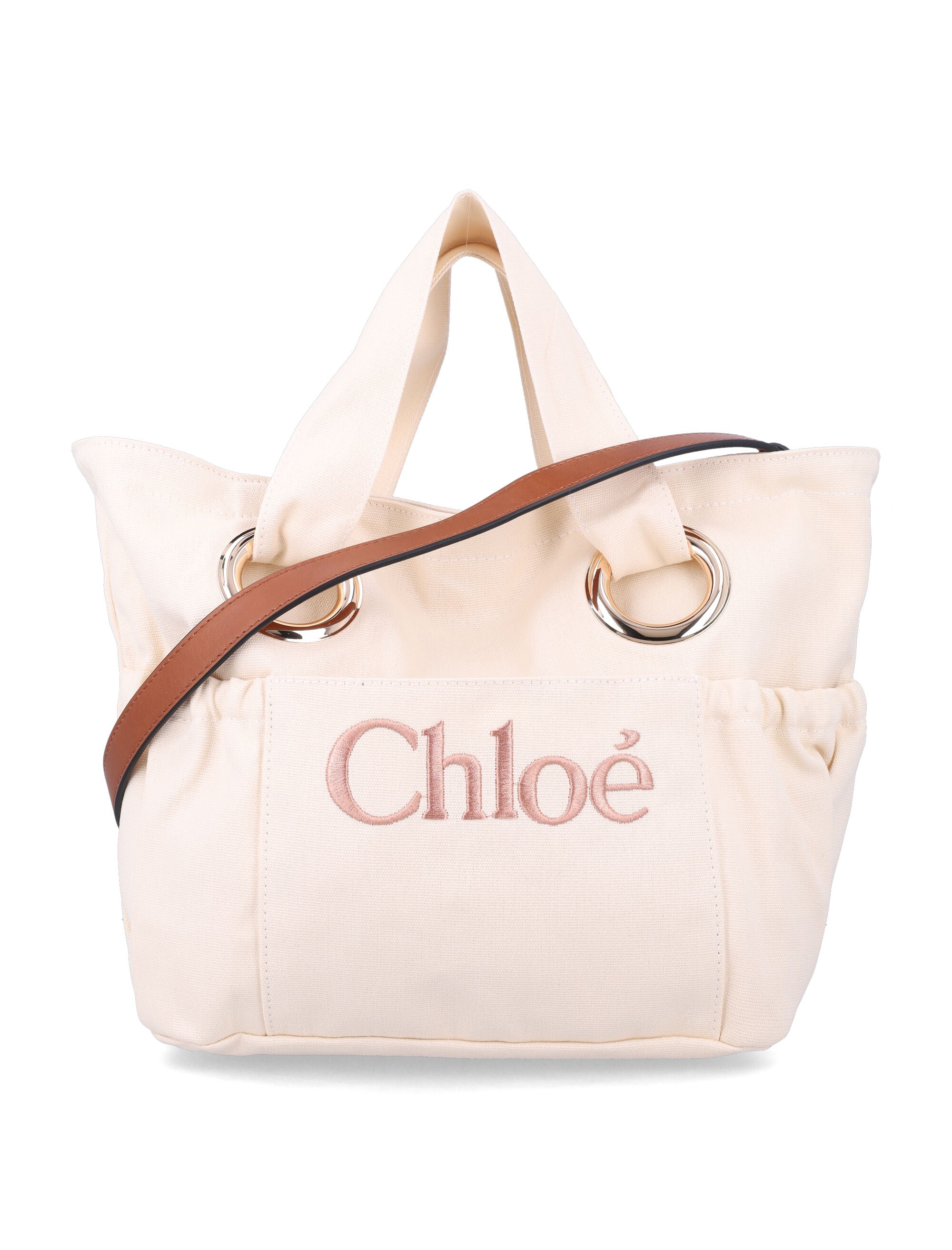 Chloé kids organic cotton tote bag Ivory Trim