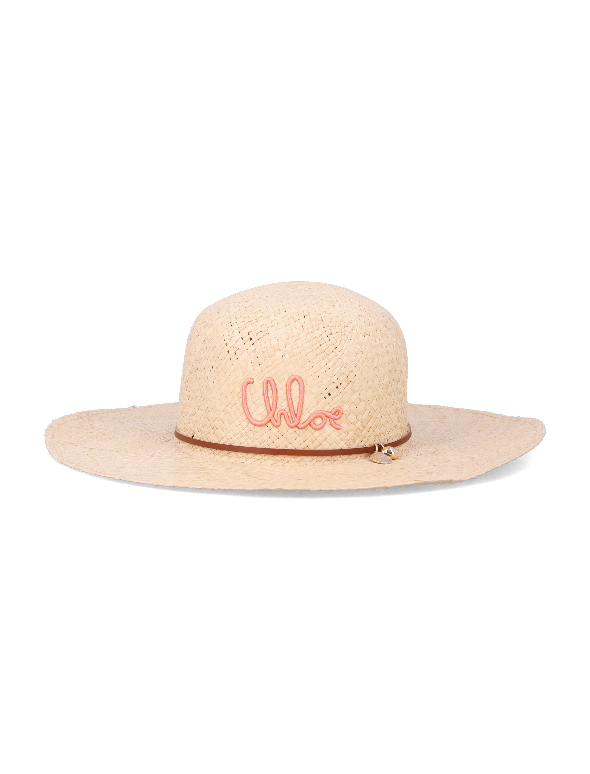 Chloé woven straw girls summer hat Beige Raffia Lining