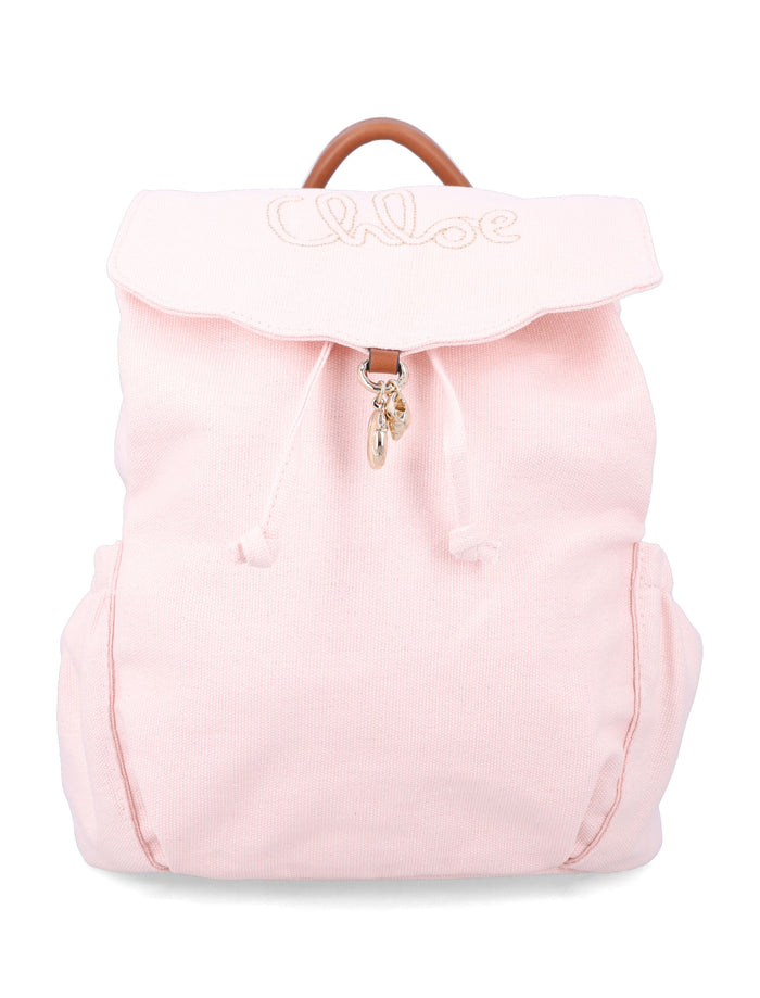 Chloé Kids Mini Backpack Pink Cotton Trim