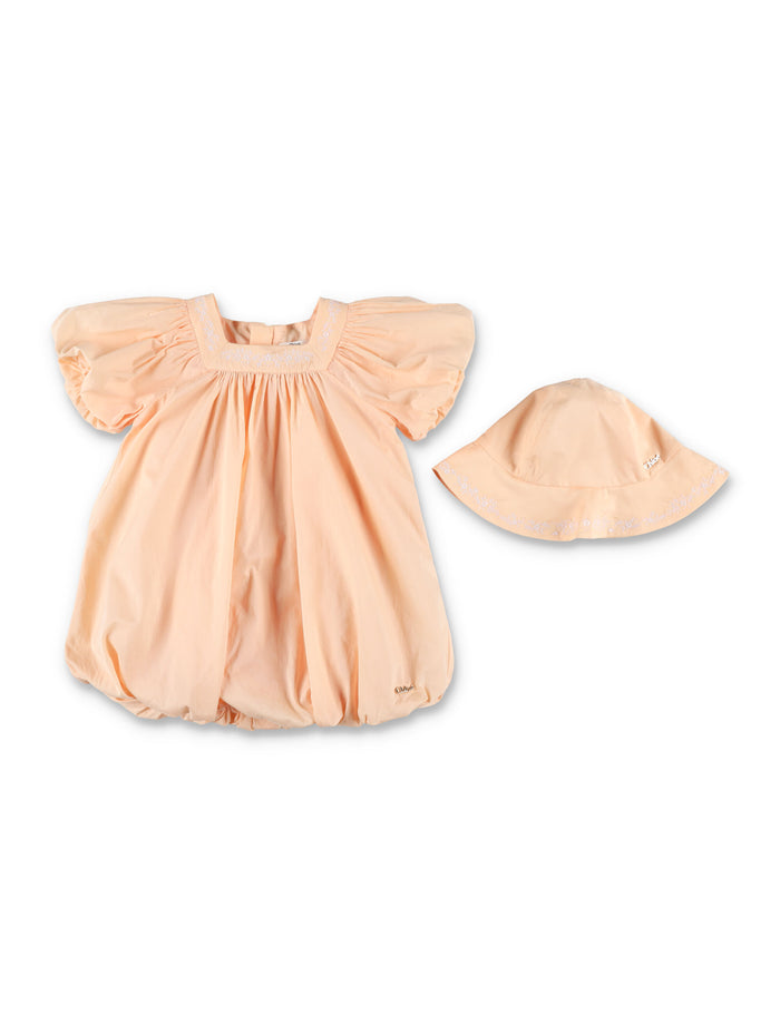 Chloé Baby Dress And Hat Set Rose Cotton