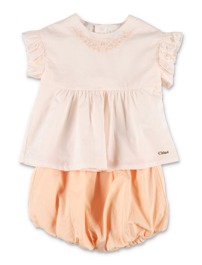 Chloé Baby Set Tee and Shorts Rose Cotton