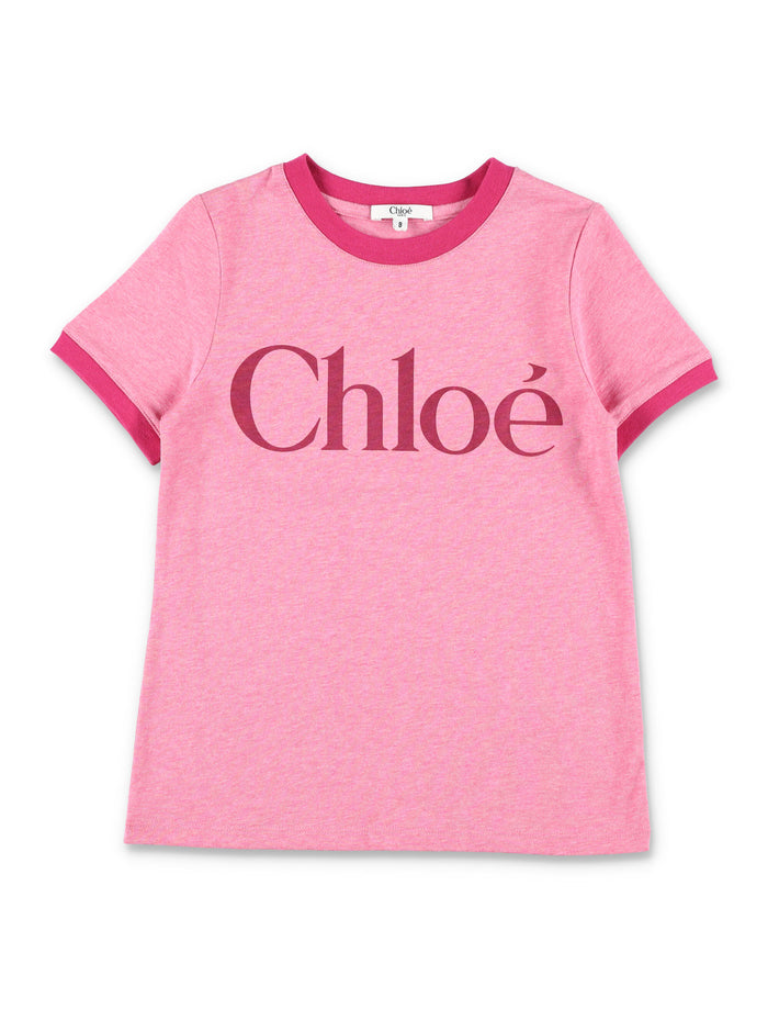 Chloé Logo T-Shirt for Girls Fuxia Cotton Tshirt