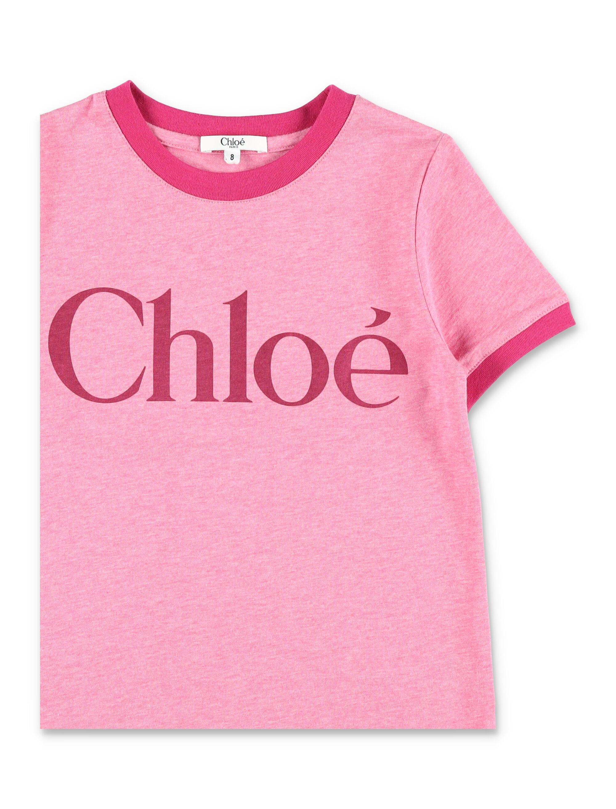 Chloé Logo T-Shirt for Girls Fuxia Cotton Tshirt