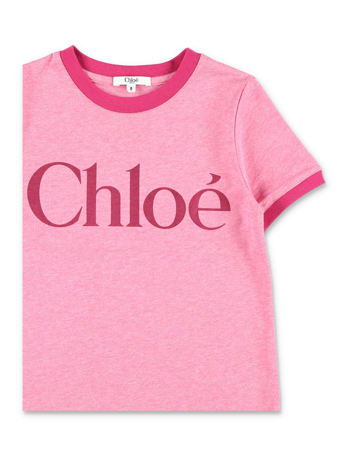 Chloé Logo T-Shirt for Girls Fuxia Cotton Tshirt