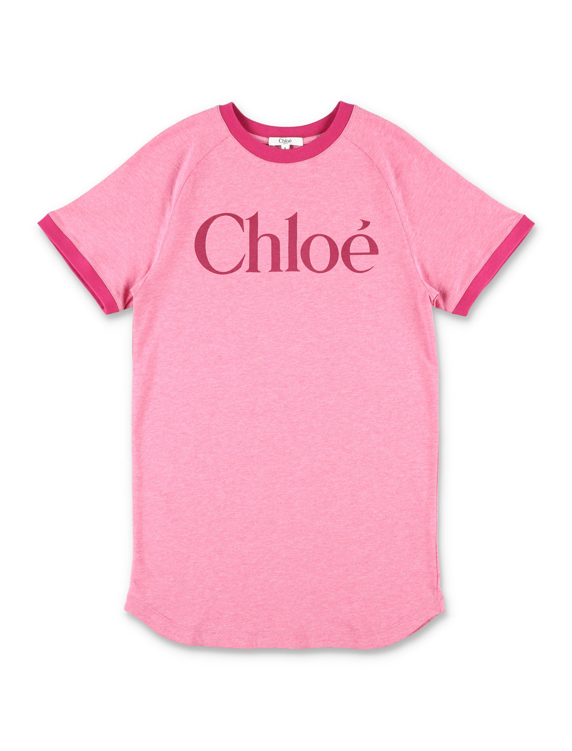 Chloé Logo T-Shirt for Girls Fuxia Cotton 55 Elastane Dress