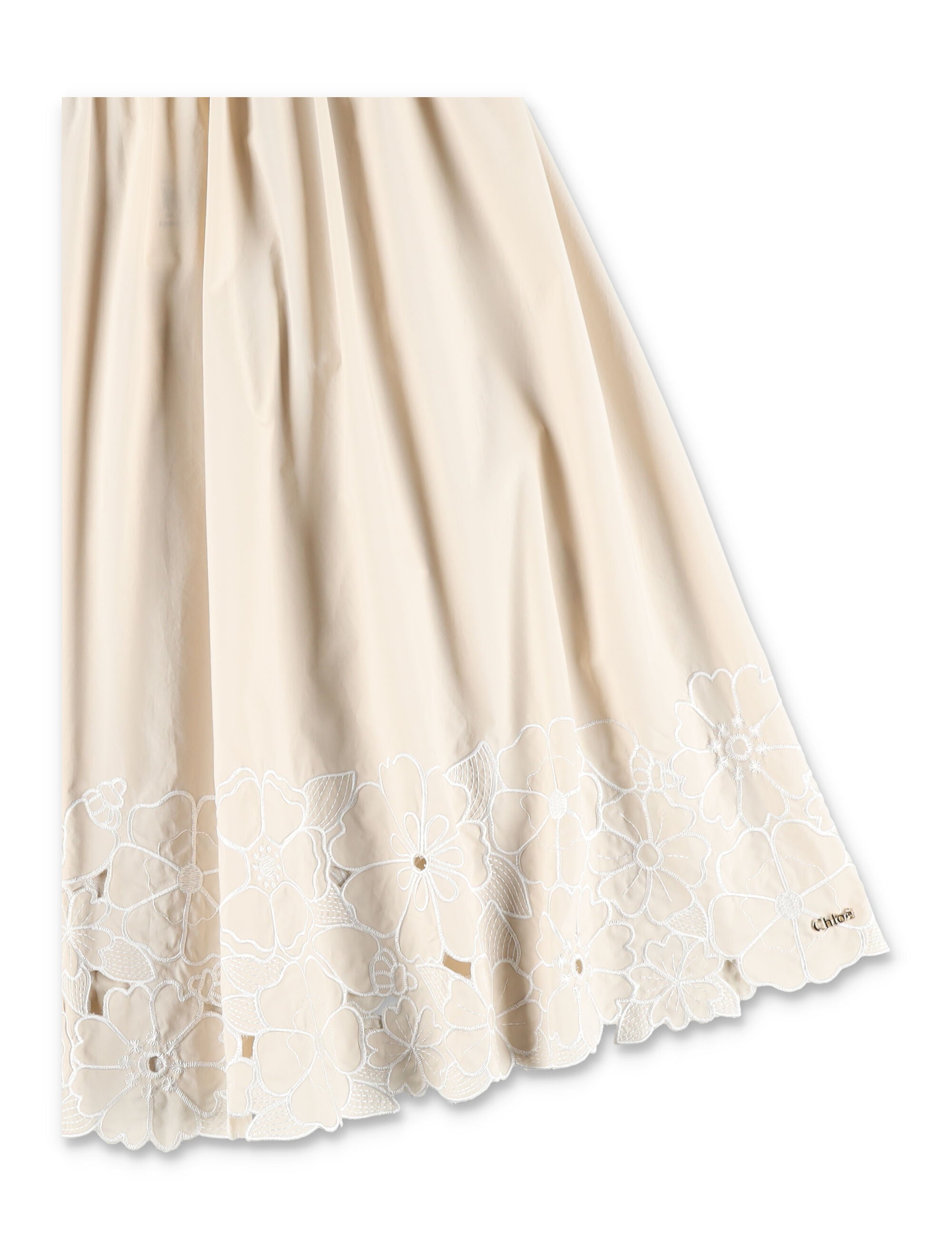Chloé embroidered girls midi skirt Beige Cotton
