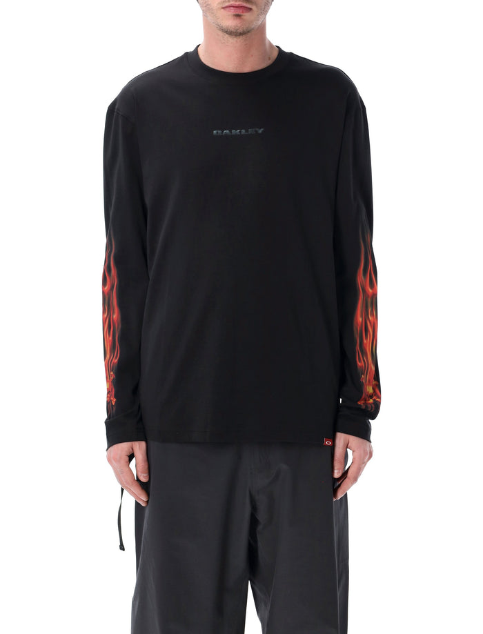 Oakley Heritage Flame Ls Cotton Tee Pitch Black T-shirt