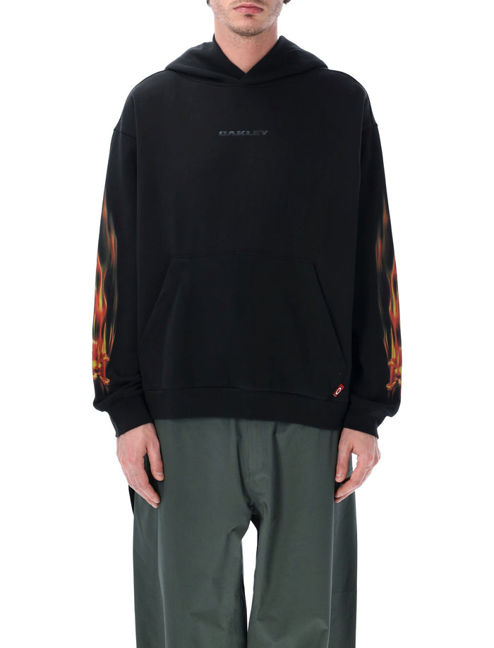 Oakley Graphic Print Cotton-Blend Hoodie Pitch Black Sweatshirt