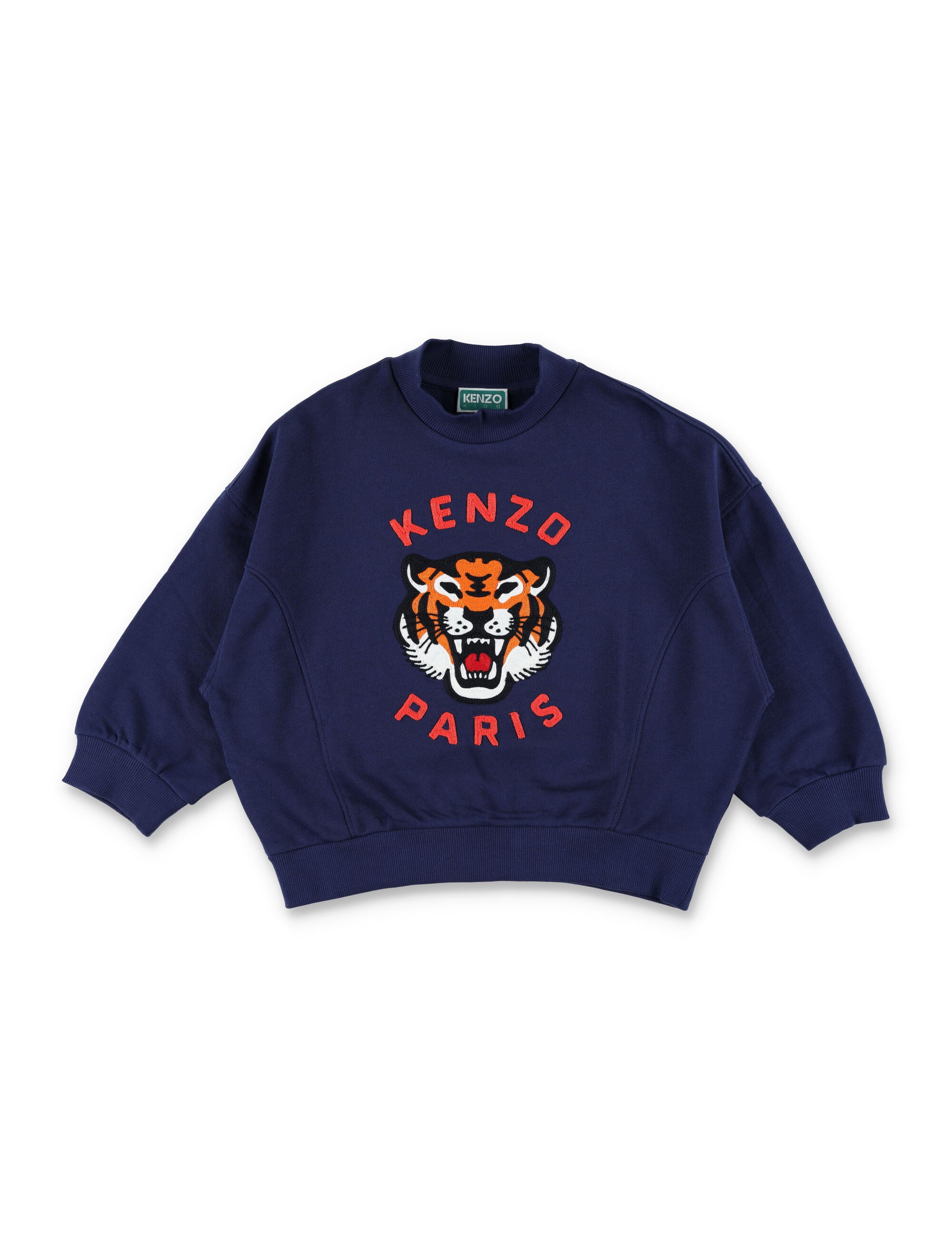 Kenzo Crewneck Tiger Sweatshirt for Kids Blue Cotton Fleece