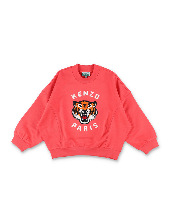 Kenzo Crewneck Tiger Sweatshirt for Kids Red Cotton Fleece
