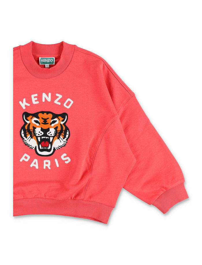 Kenzo Crewneck Tiger Sweatshirt for Kids Red Cotton Fleece