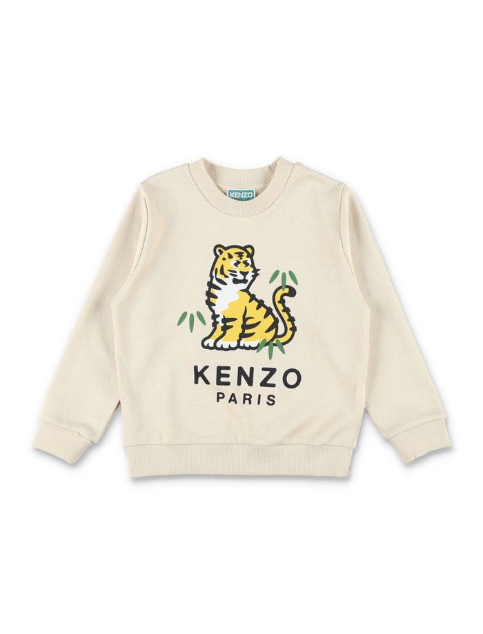 Kenzo Kids Crewneck Tiger Sweatshirt Giallino Cotton Fleece