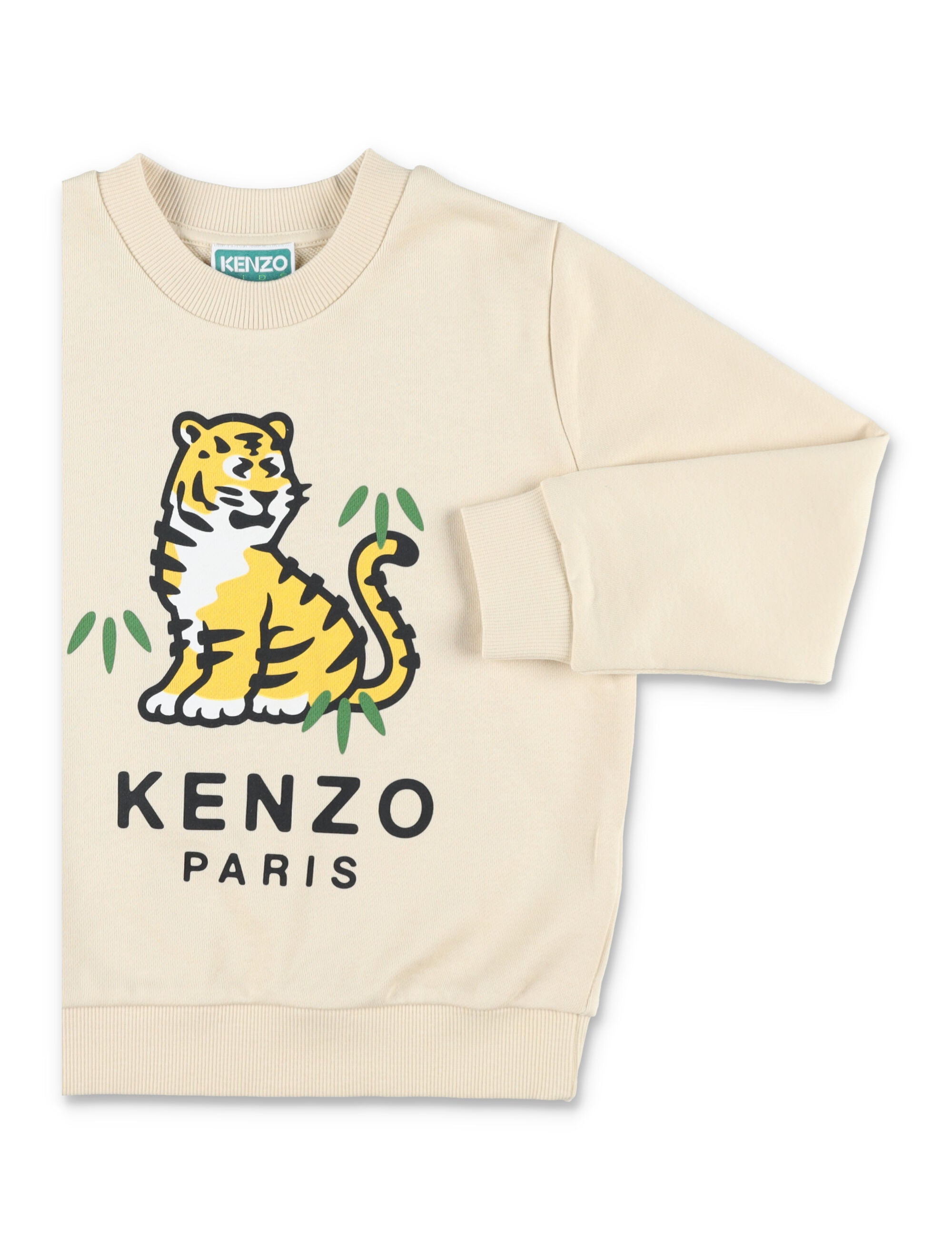 Kenzo Kids Crewneck Tiger Sweatshirt Giallino Cotton Fleece