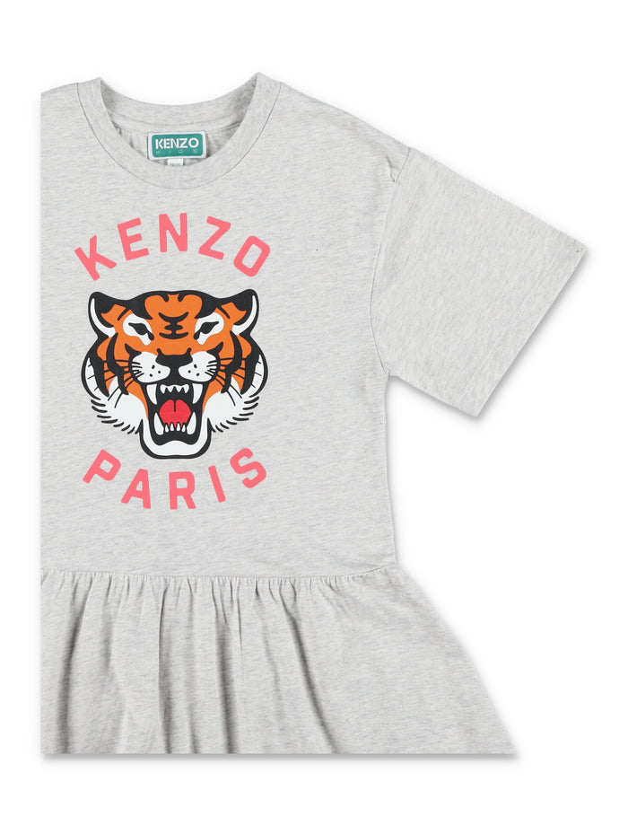 Kenzo Tiger T-shirt Dress for Girls Grey Cotton