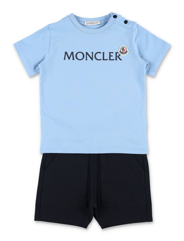 Moncler logo t-shirt and shorts set Blue Cotton