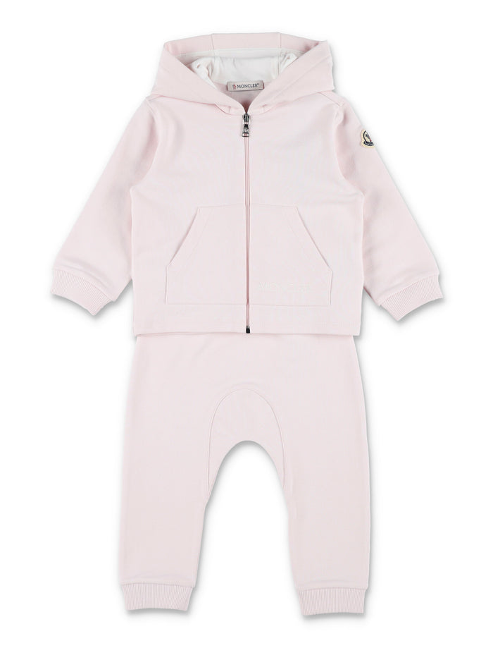 Moncler fleece hoodie and jogging set for baby Rose Cotton