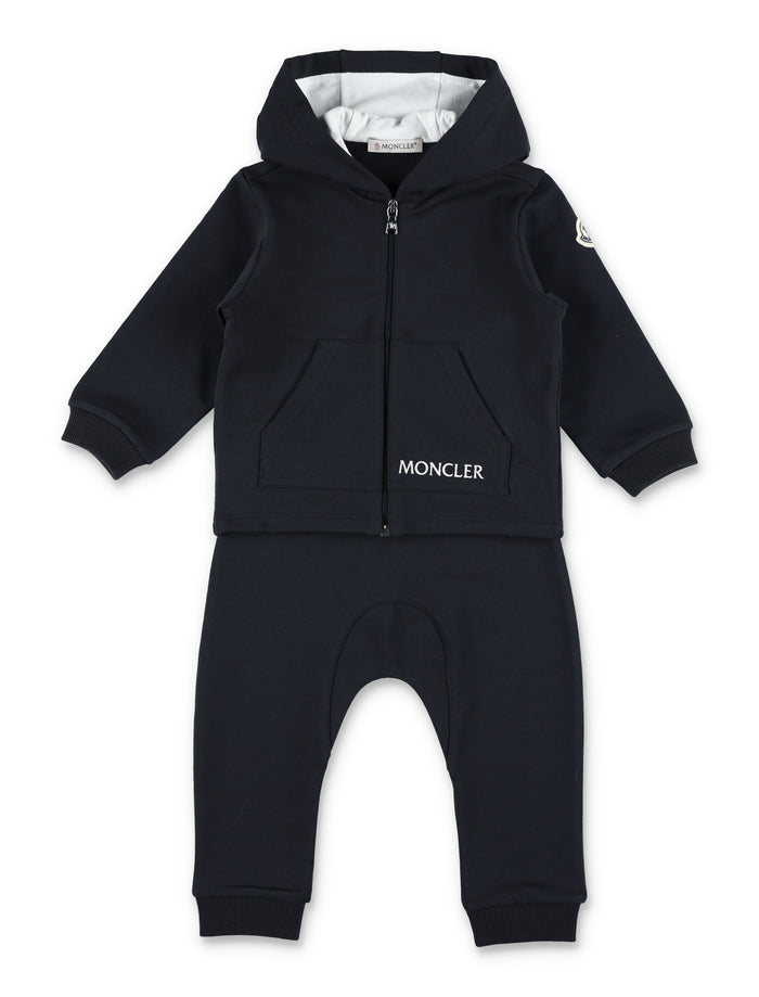 Moncler fleece hoodie and jogging set for baby Navy Cotton