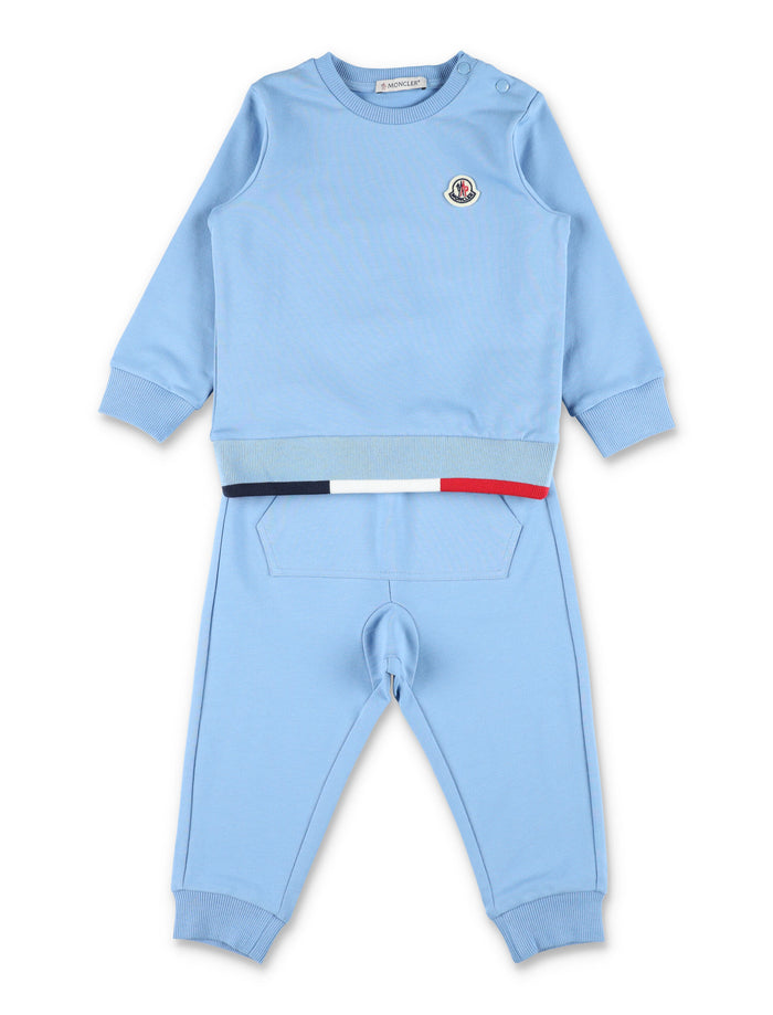 Moncler fleece jogging set for baby Blue Cotton