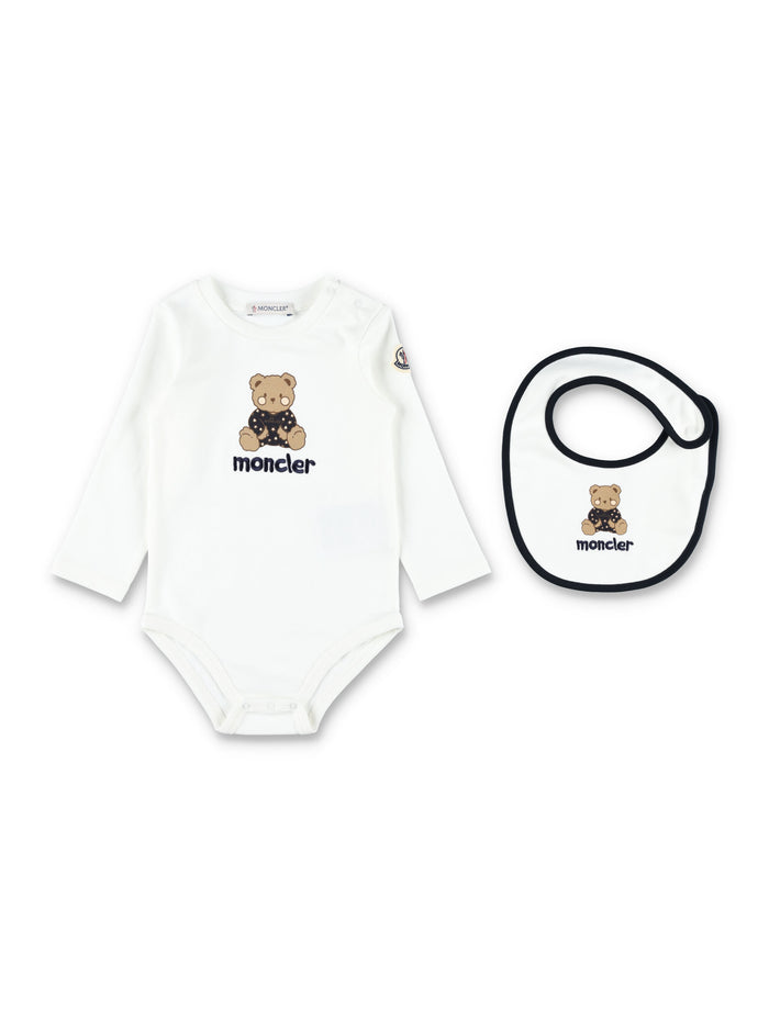 Moncler Teddy Bear newborn cotton gift set White/black