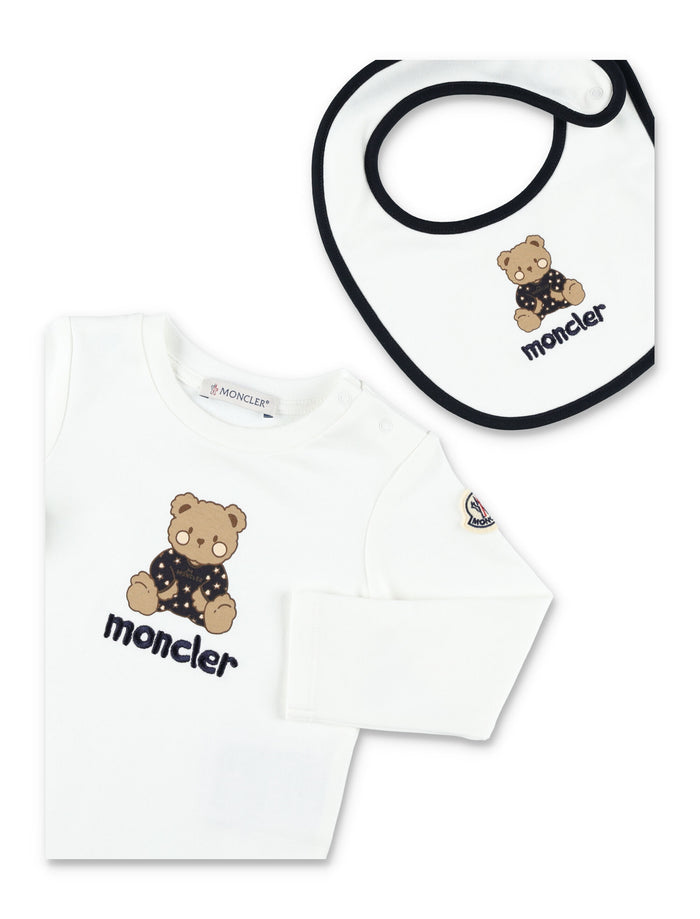 Moncler Teddy Bear newborn cotton gift set White/black